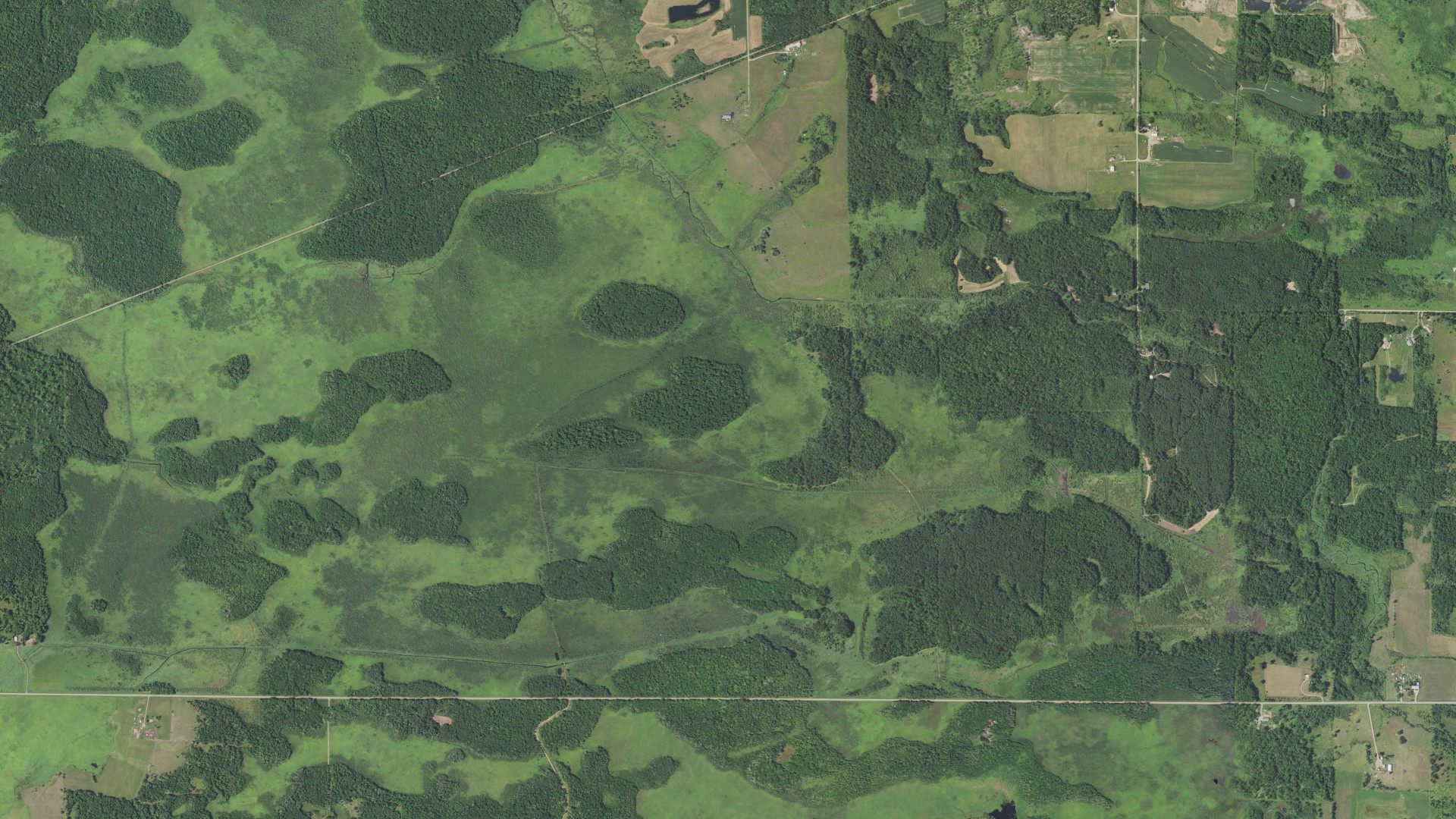 Natural-color aerial photograph of land around Bradbury, Minnesota