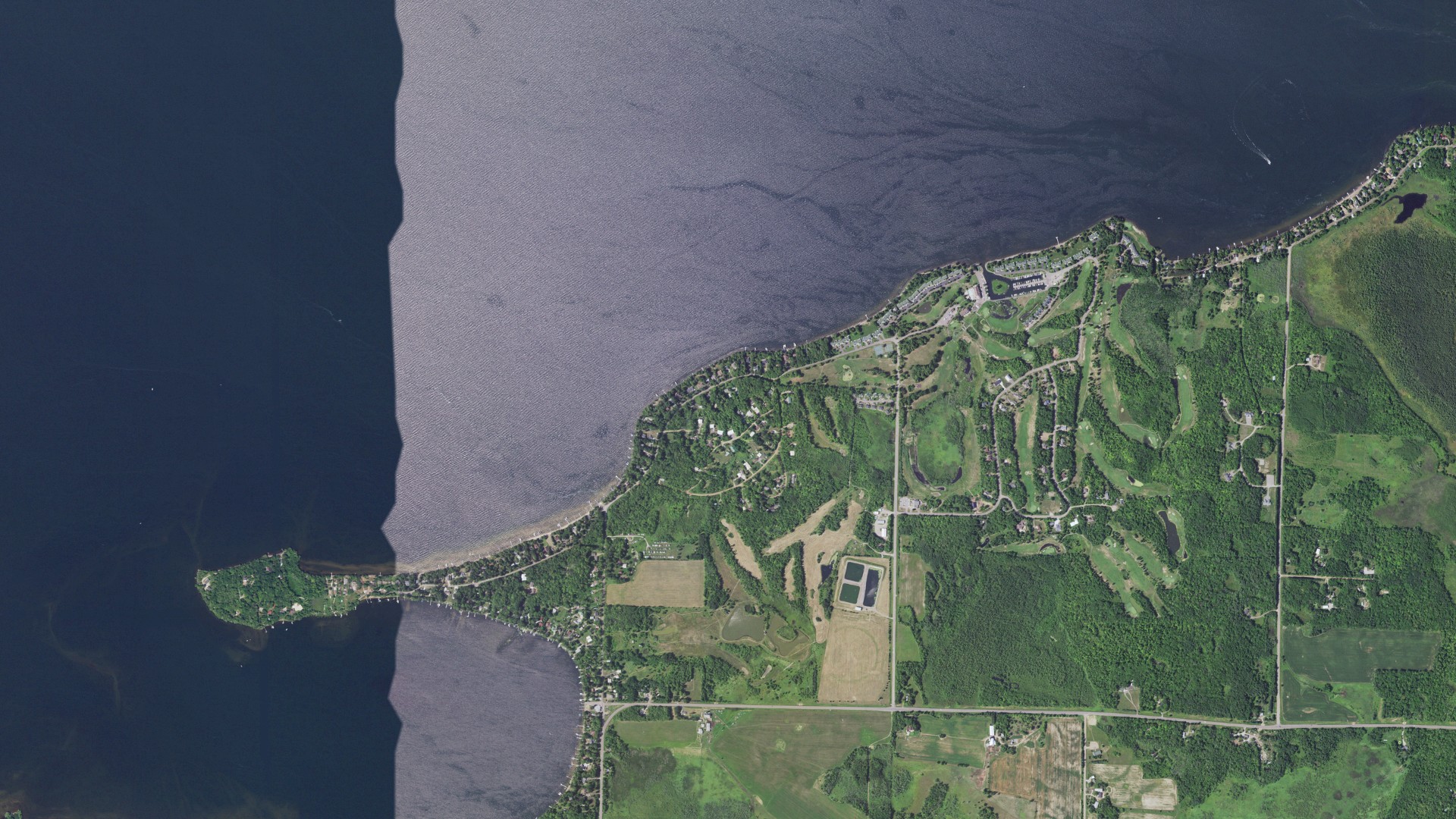 Aerial view of land around South Harbor, Minnesota