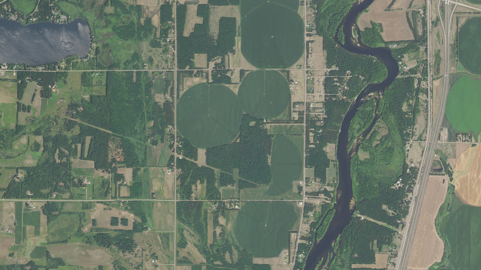 Aerial view of land around Green Prairie, Minnesota