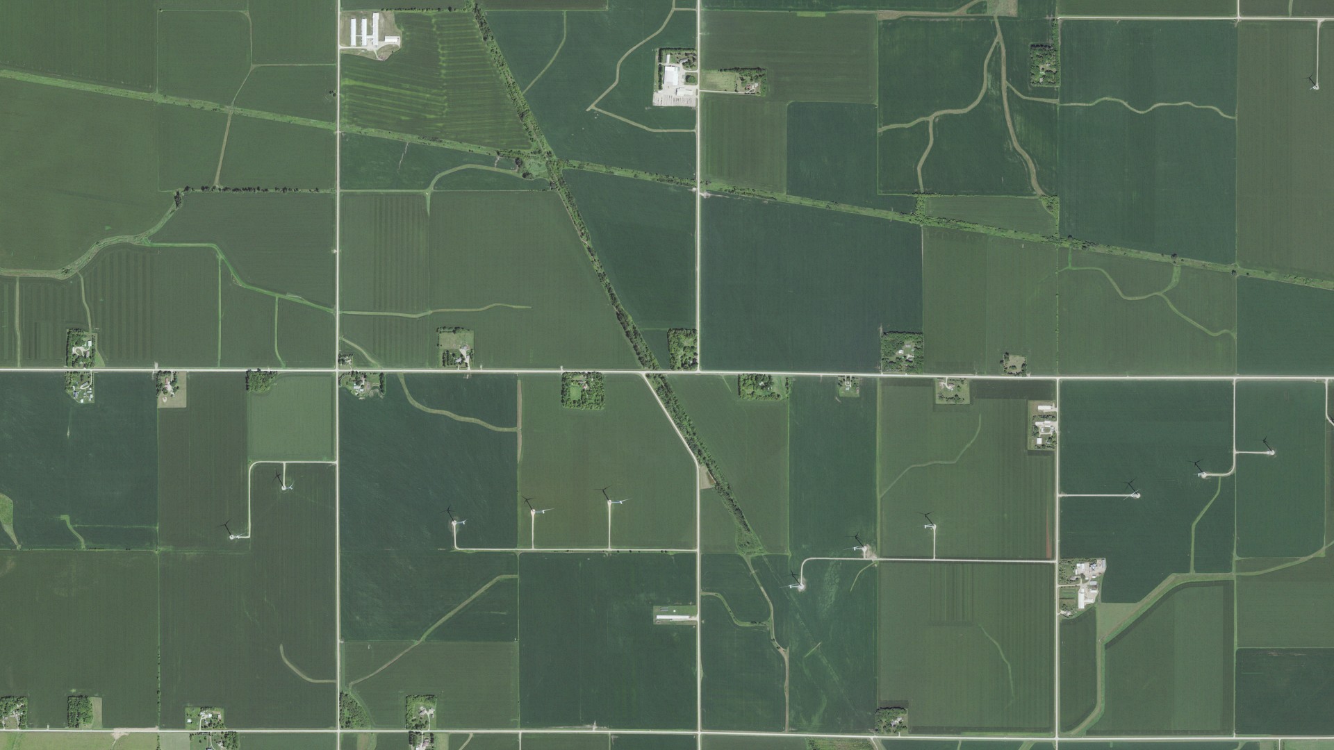 Aerial view of land around Dexter, Minnesota