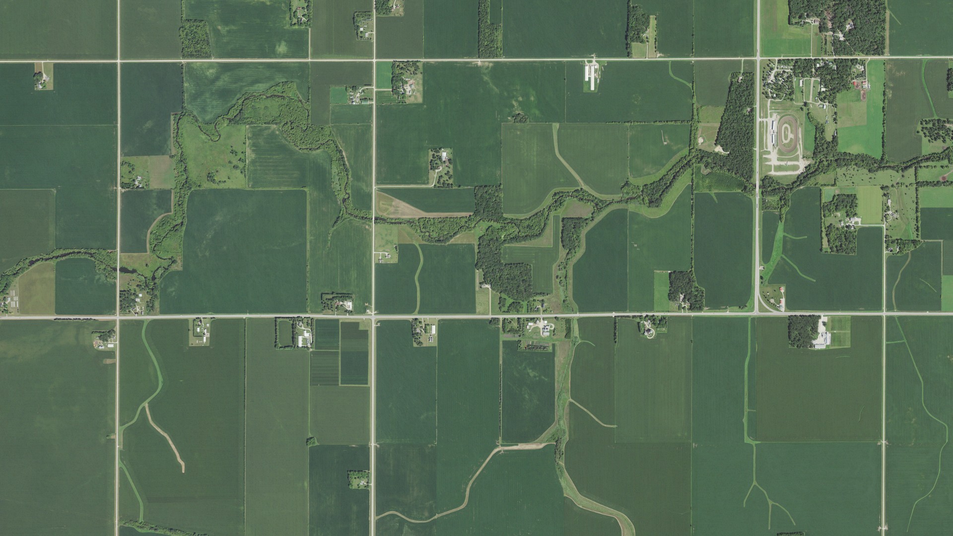 Aerial view of land around Frankford, Minnesota