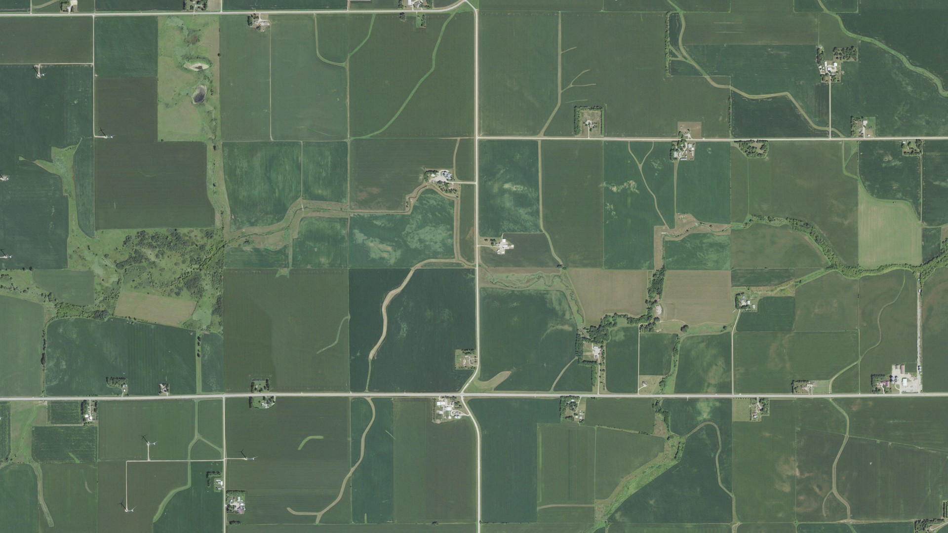 Aerial view of land around Grand Meadow, Minnesota