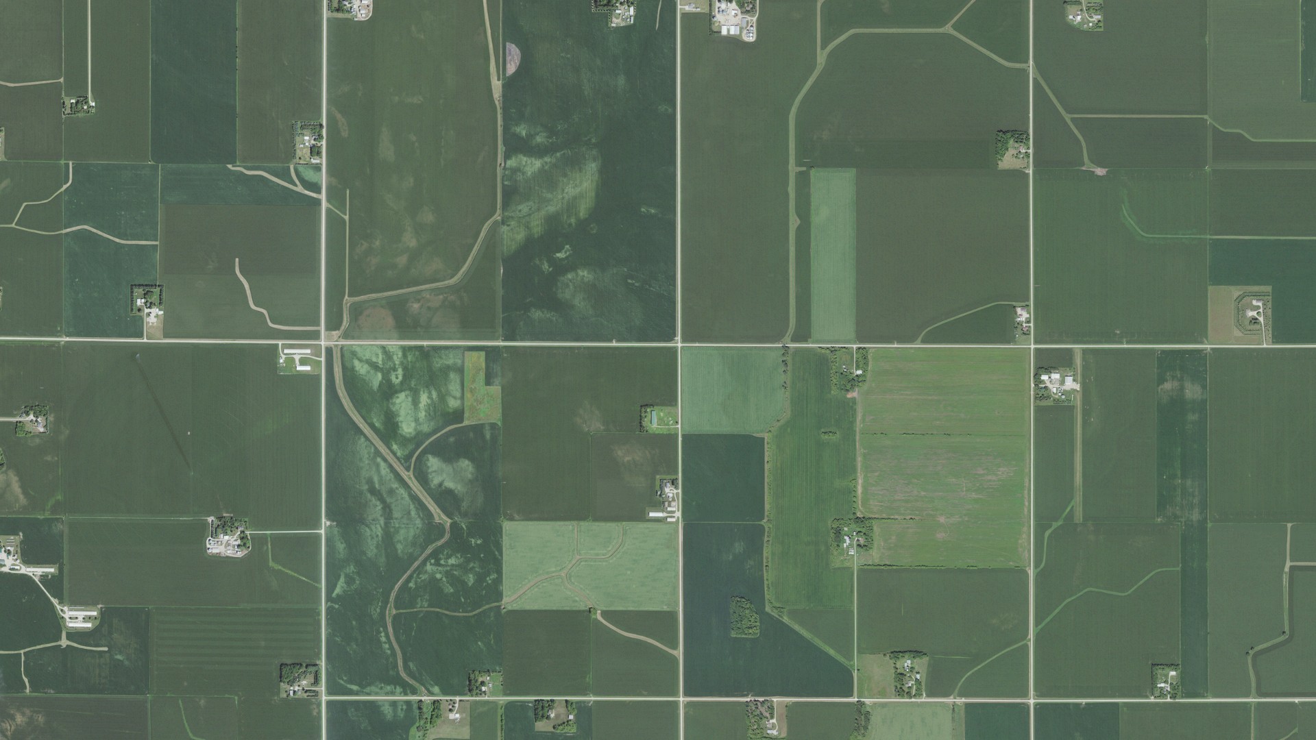 Natural-color aerial photograph of land around Marshall, Minnesota