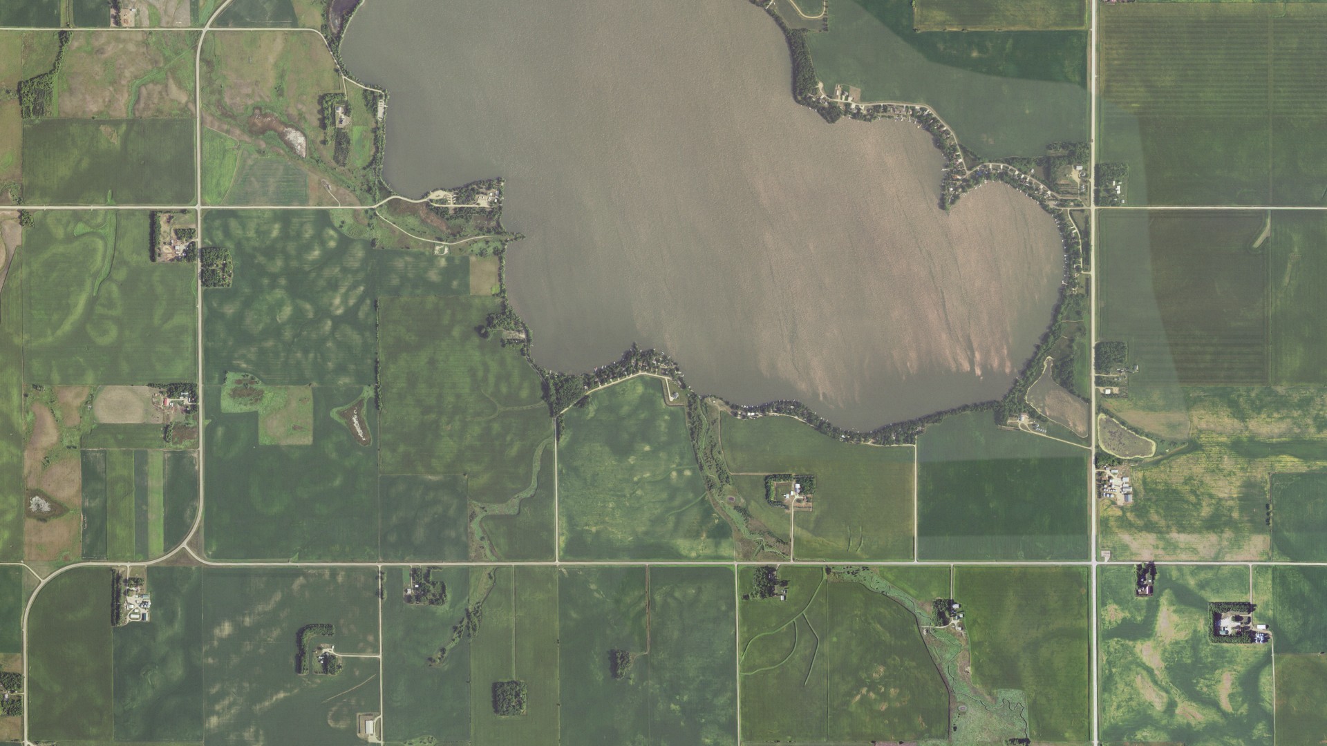 Aerial view of land around Lake Sarah, Minnesota