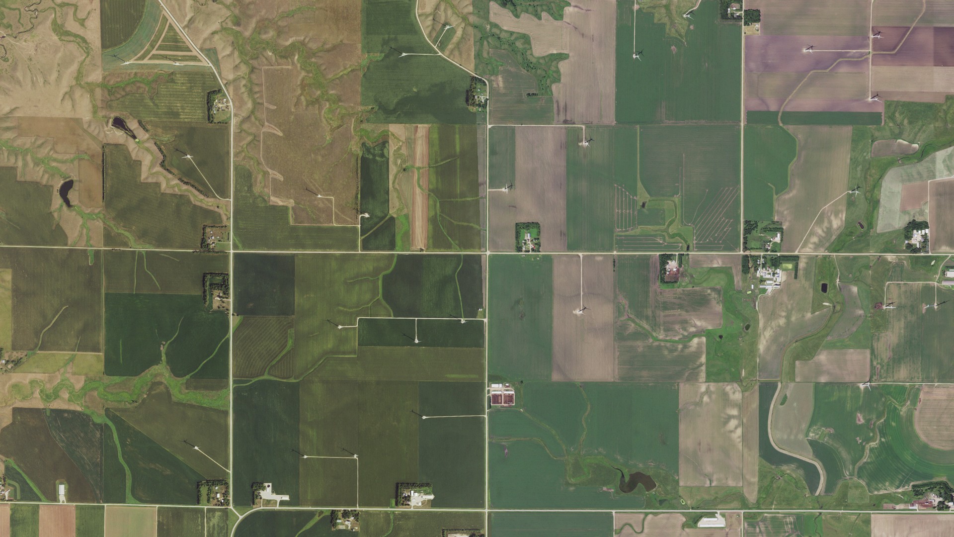 Aerial view of land around Moulton, Minnesota