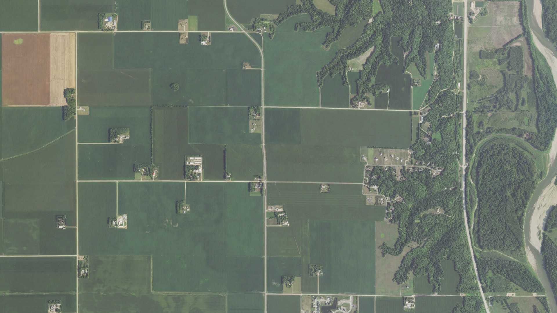 Aerial view of land around Belgrade, Minnesota