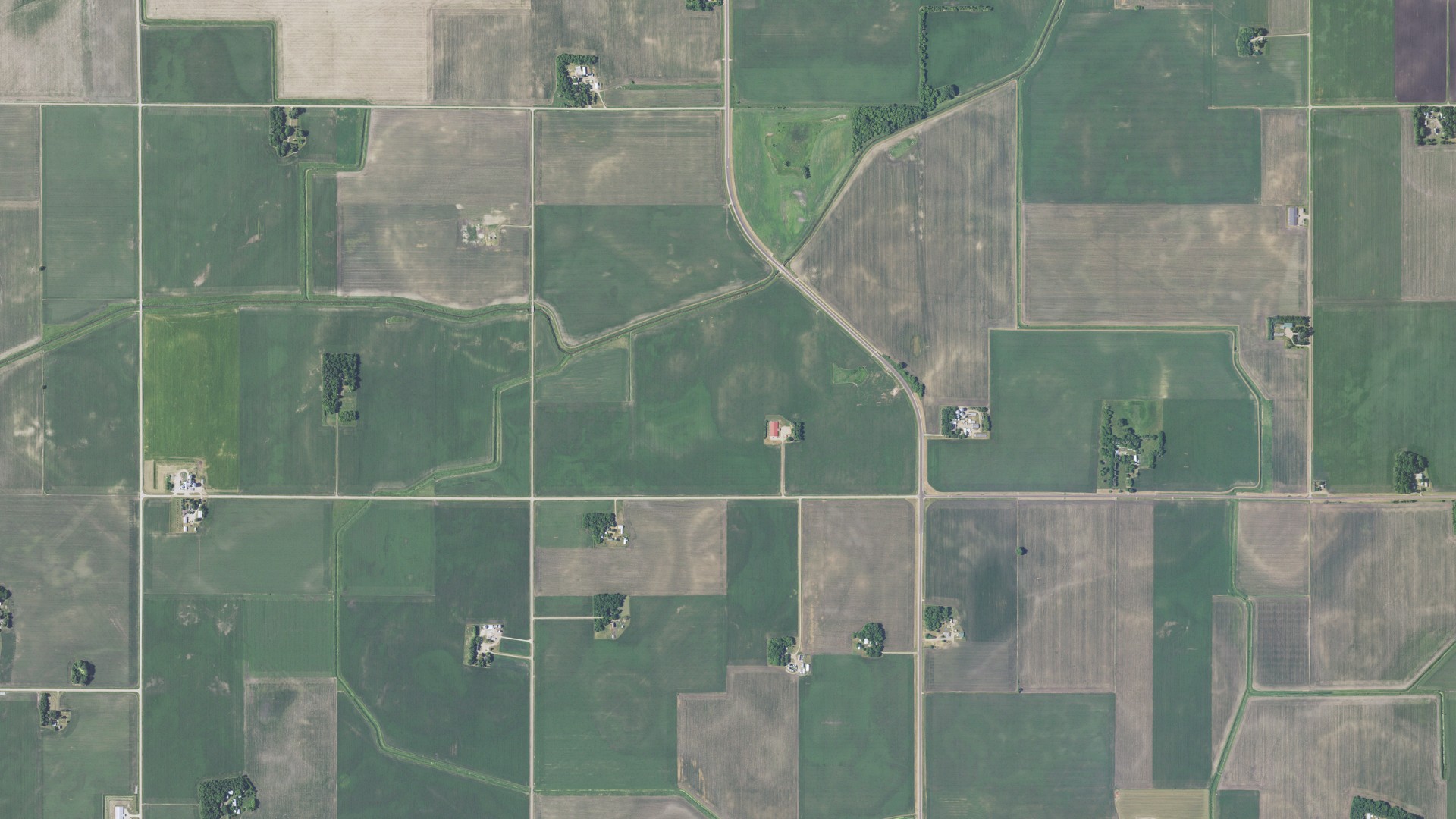 Aerial view of land around New Sweden, Minnesota