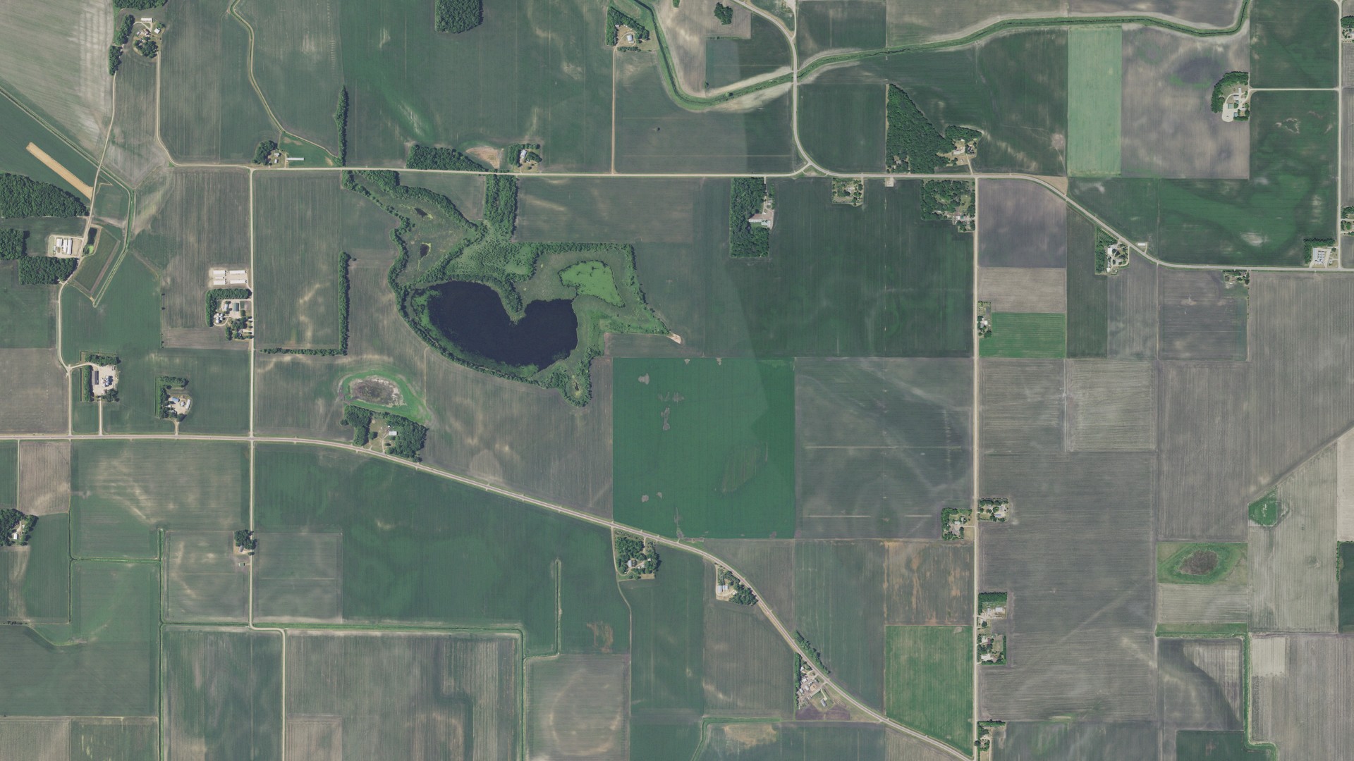 Aerial view of land around Traverse, Minnesota