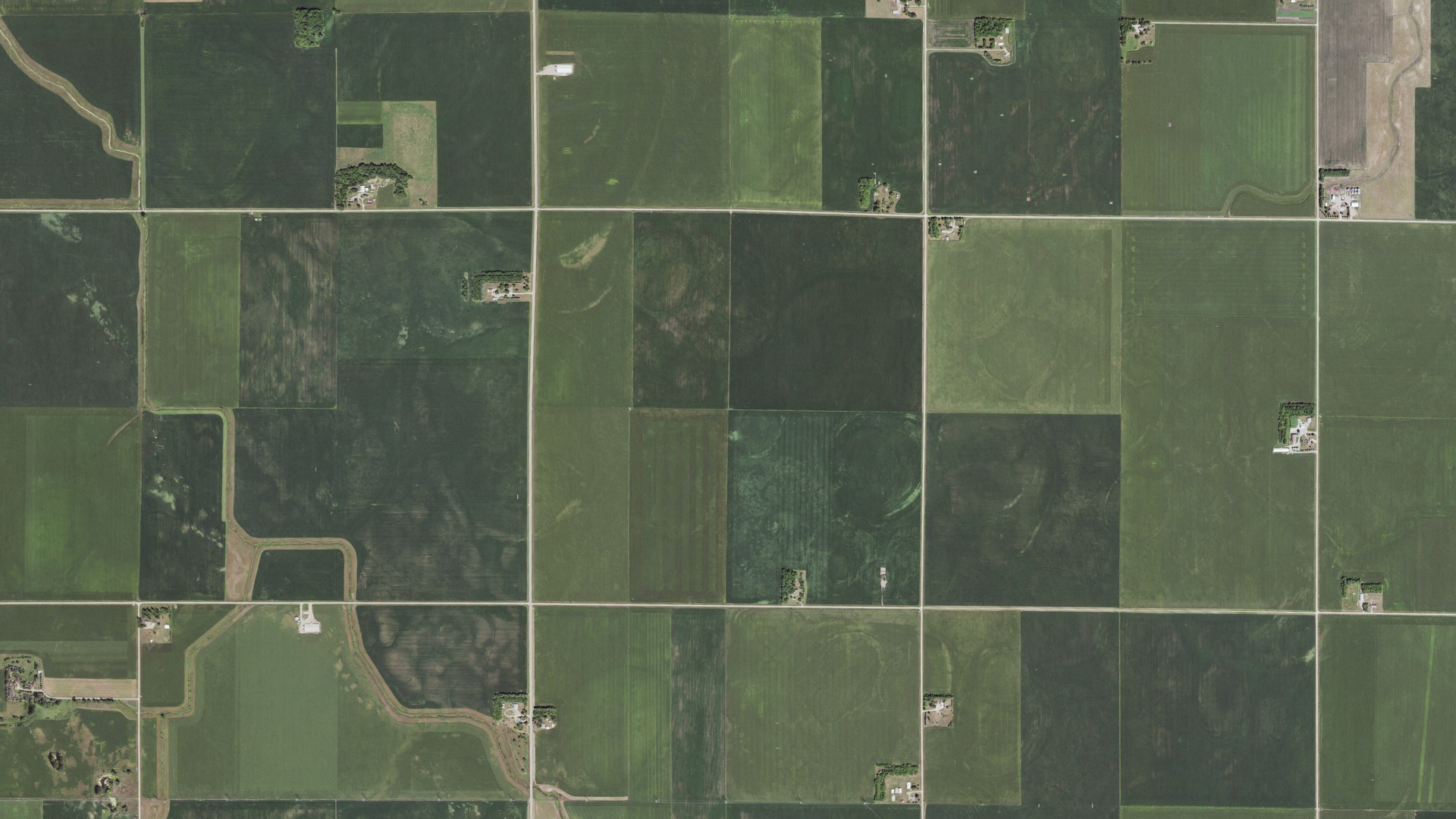 Aerial view of land around Hersey, Minnesota