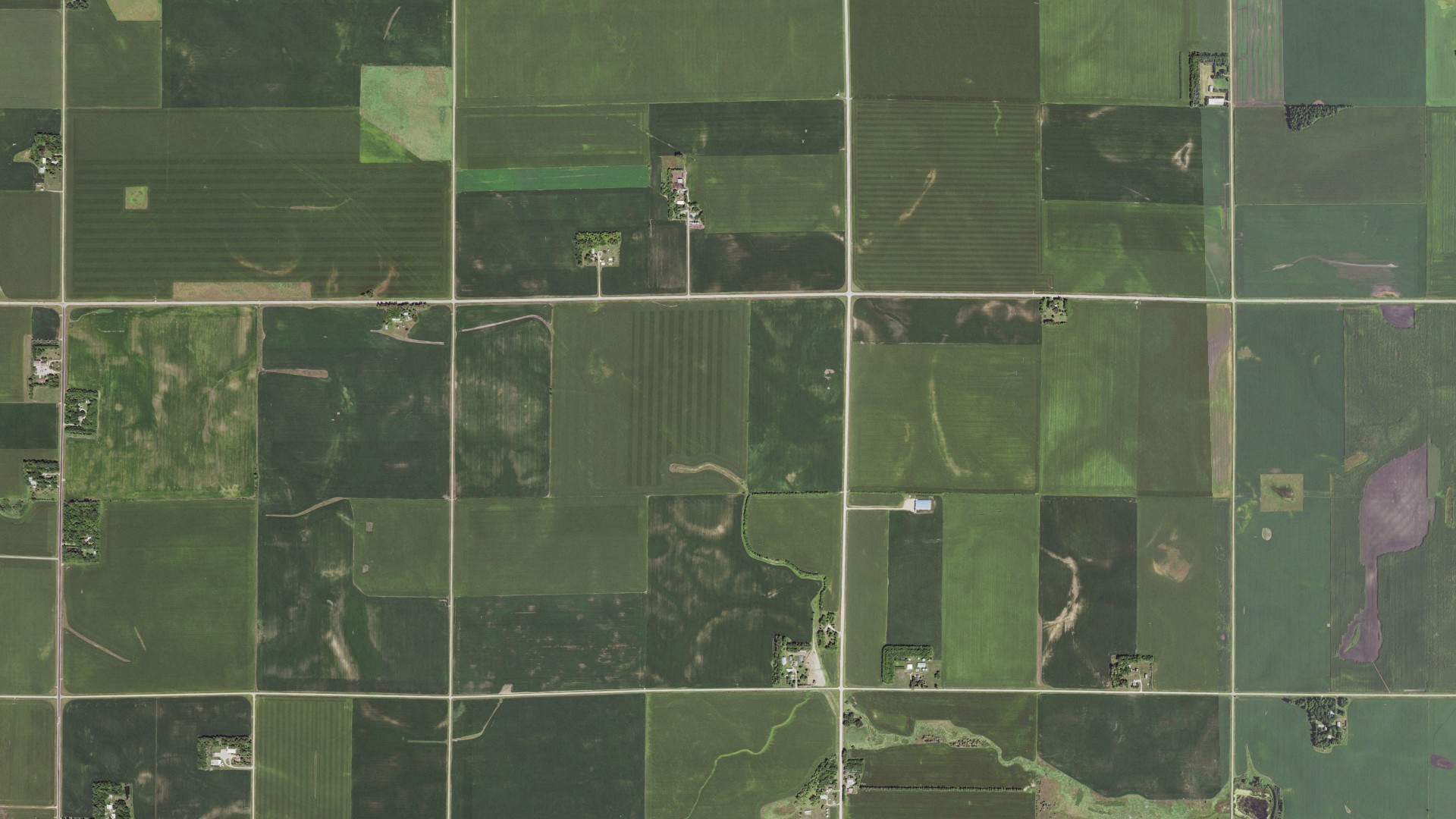 Aerial view of land around Indian Lake, Minnesota
