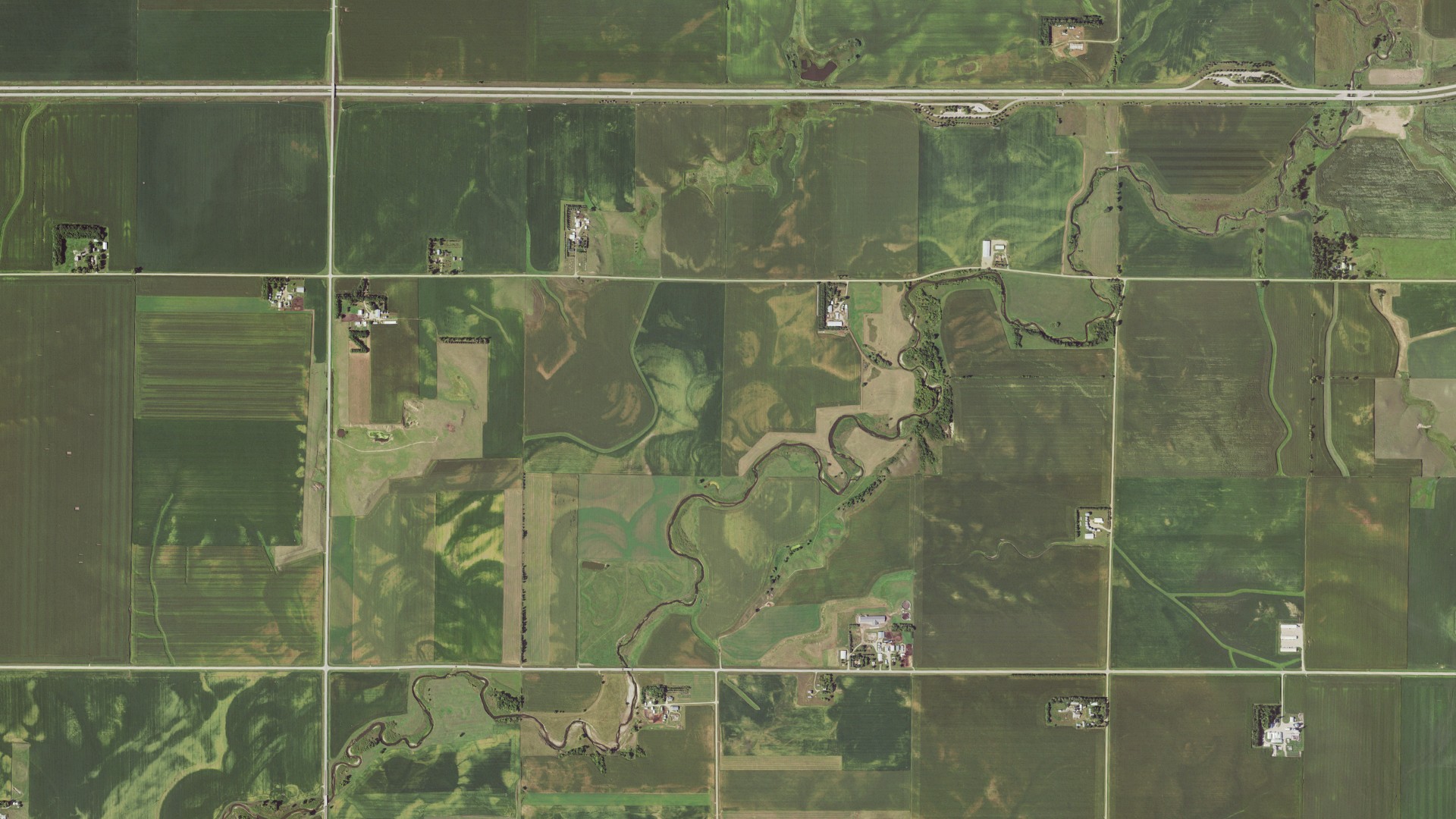 Natural-color aerial photograph of land around Westside, Minnesota