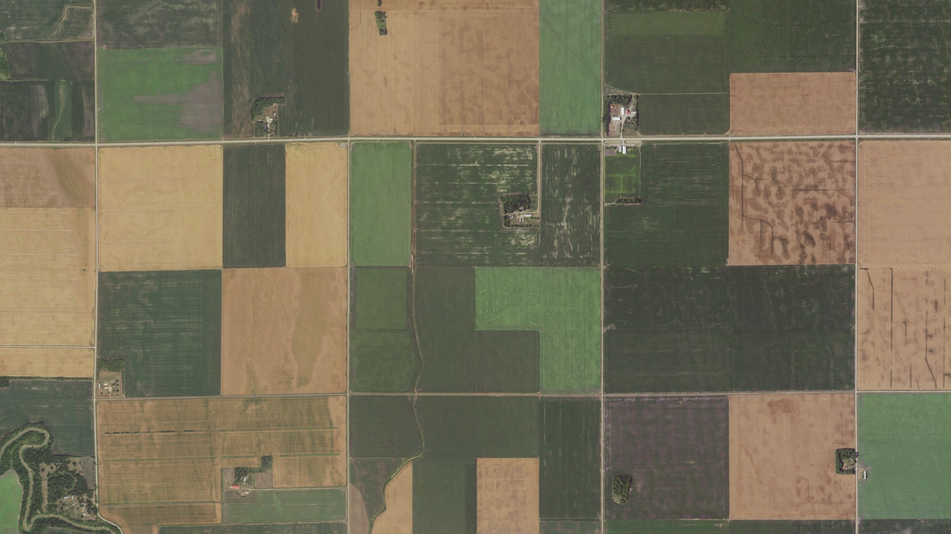 Aerial view of land around Hendrum, Minnesota