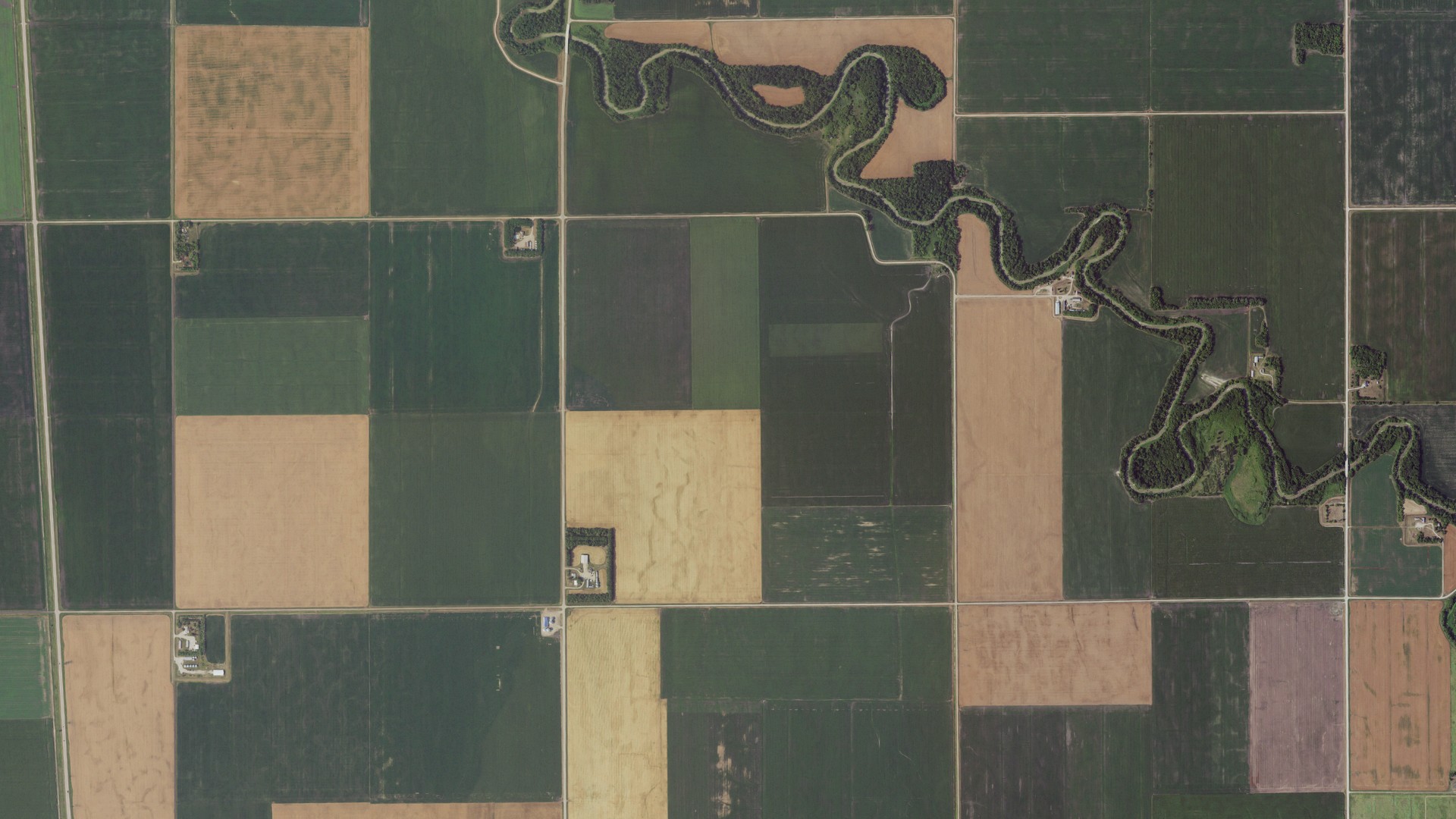 Aerial view of land around Lee, Minnesota