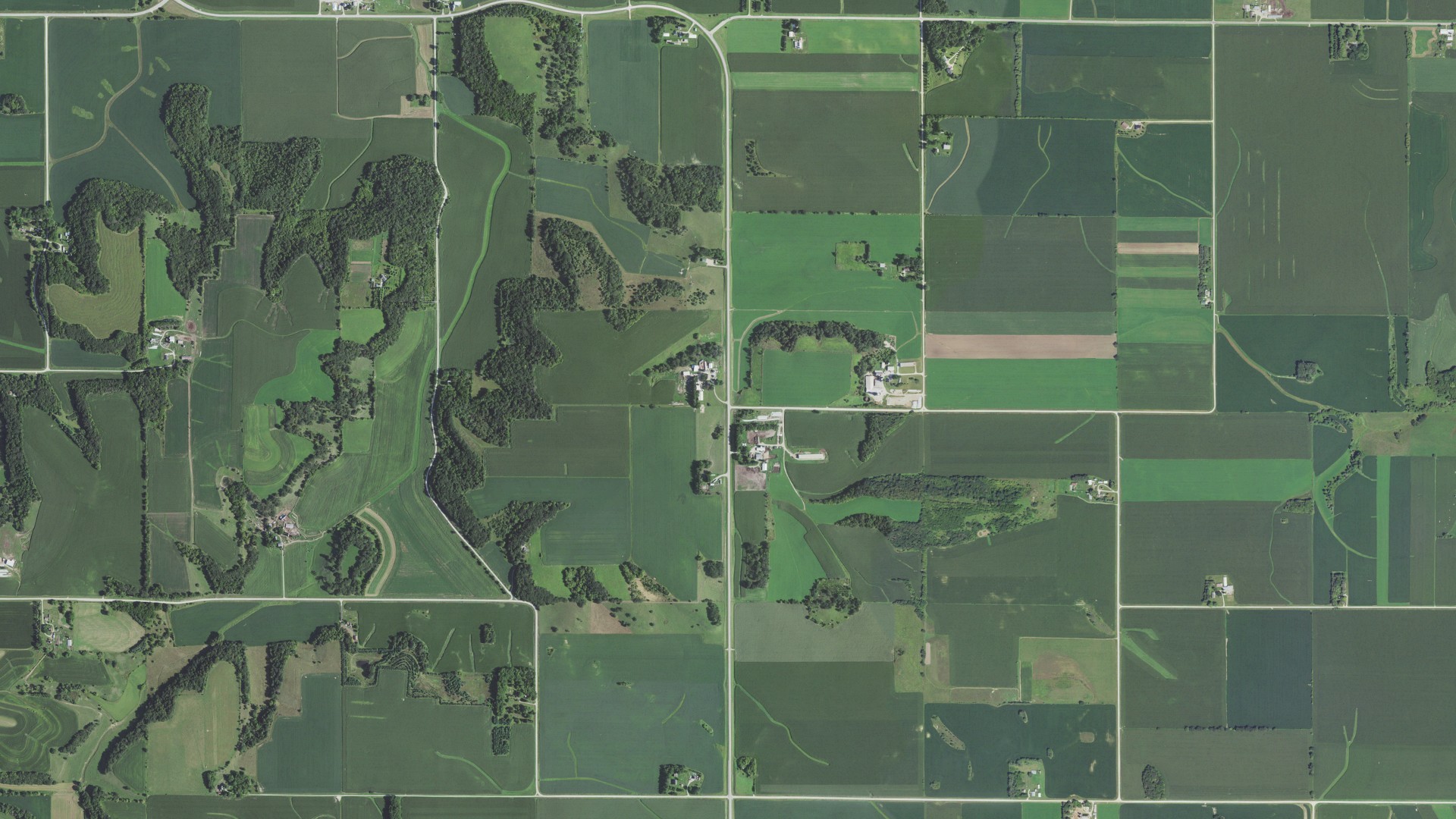Aerial view of land around Quincy, Minnesota