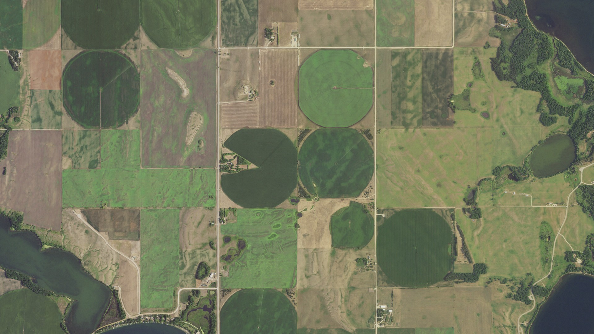 Natural-color aerial photograph of land around Everts, Minnesota