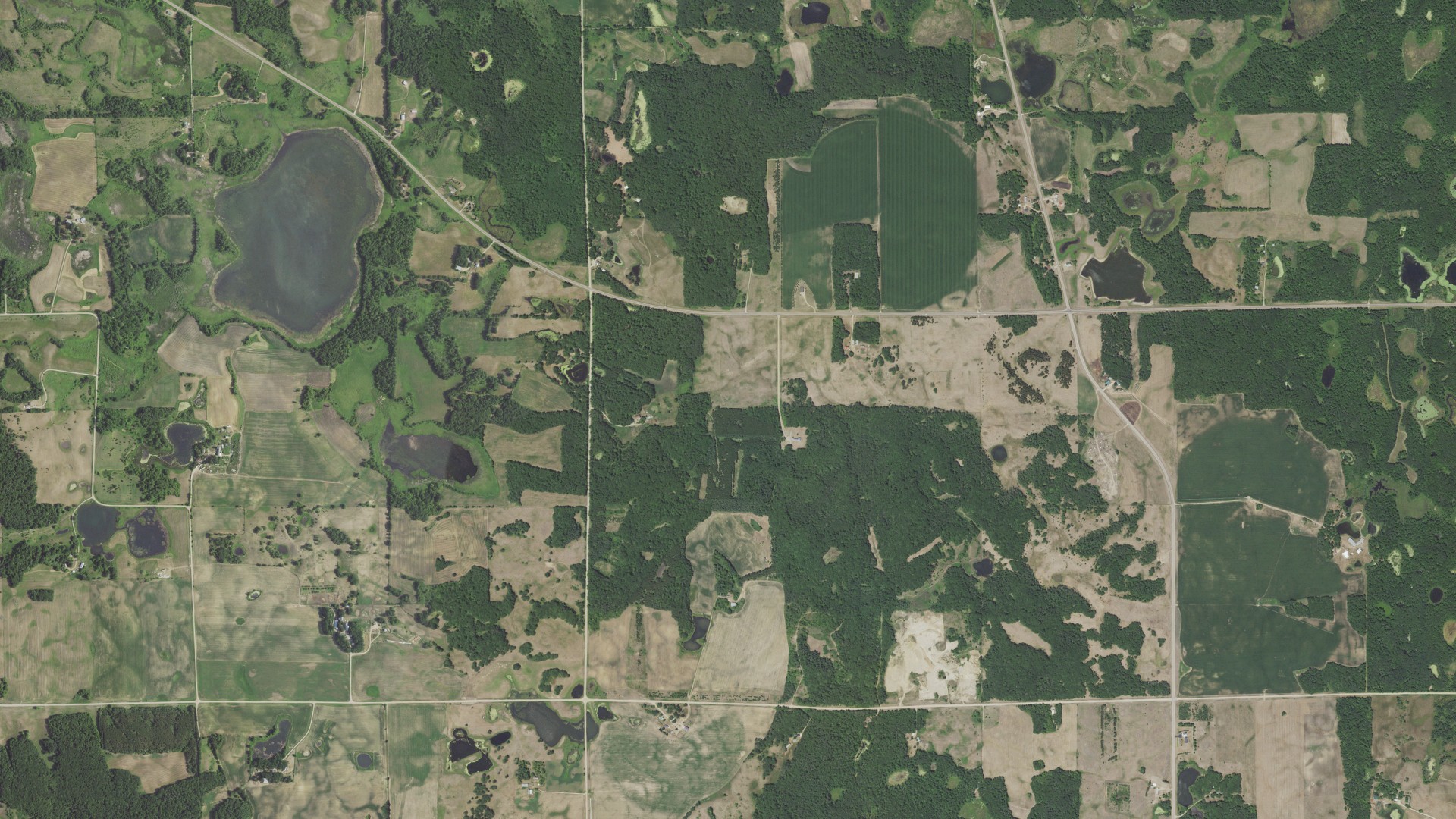 Aerial view of land around Folden, Minnesota