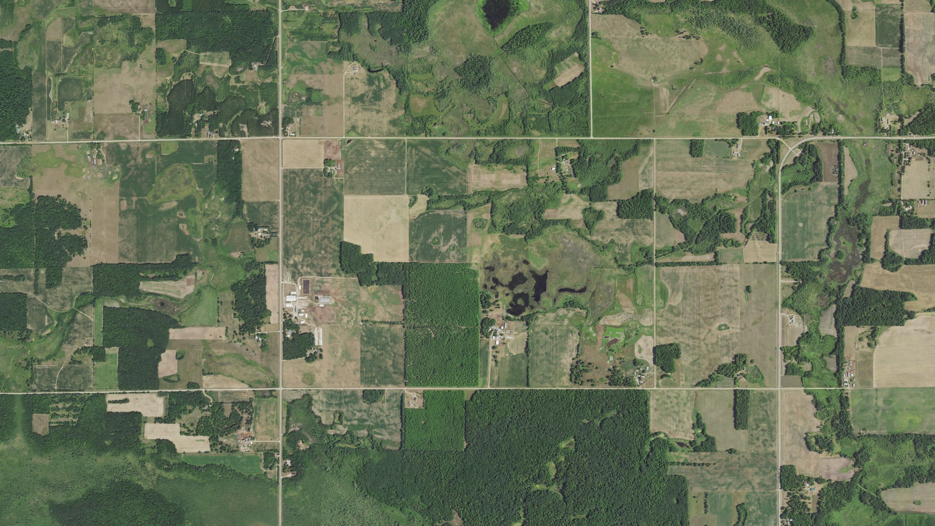 Aerial view of land around Homestead, Minnesota