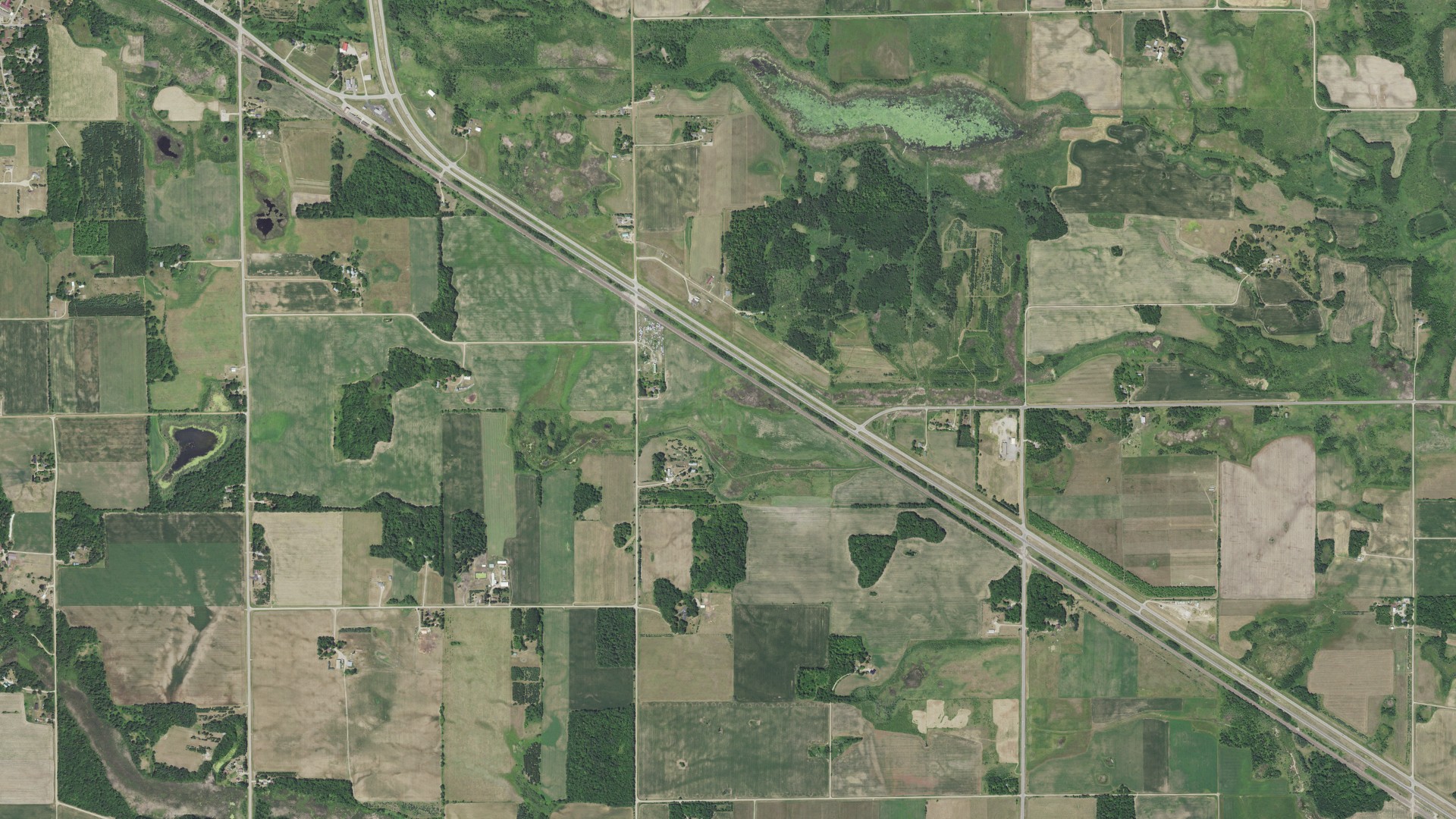 Aerial view of land around Newton, Minnesota