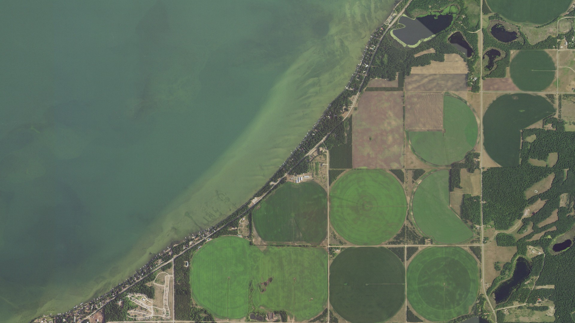 Natural-color aerial photograph of land around Otter Tail, Minnesota