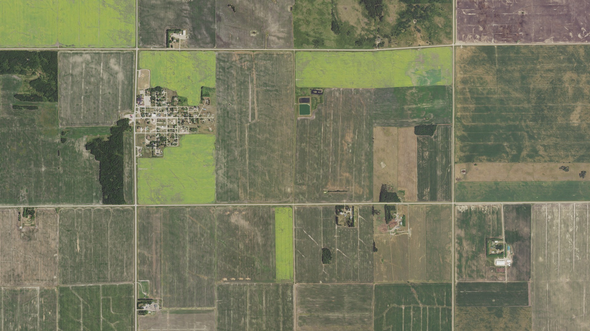 Aerial view of land around Goodridge, Minnesota