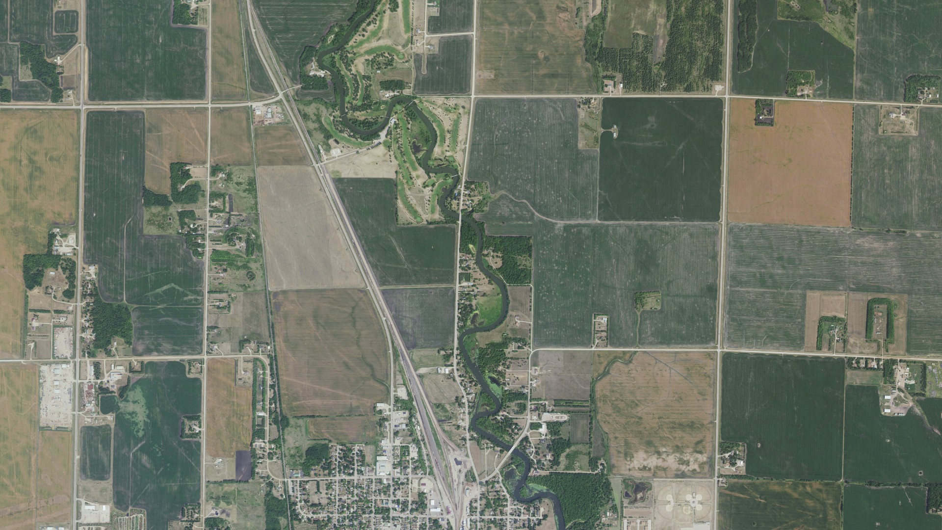 Aerial view of land around North, Minnesota