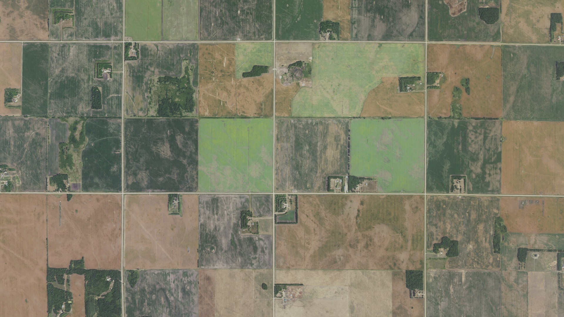 Aerial view of land around Silverton, Minnesota