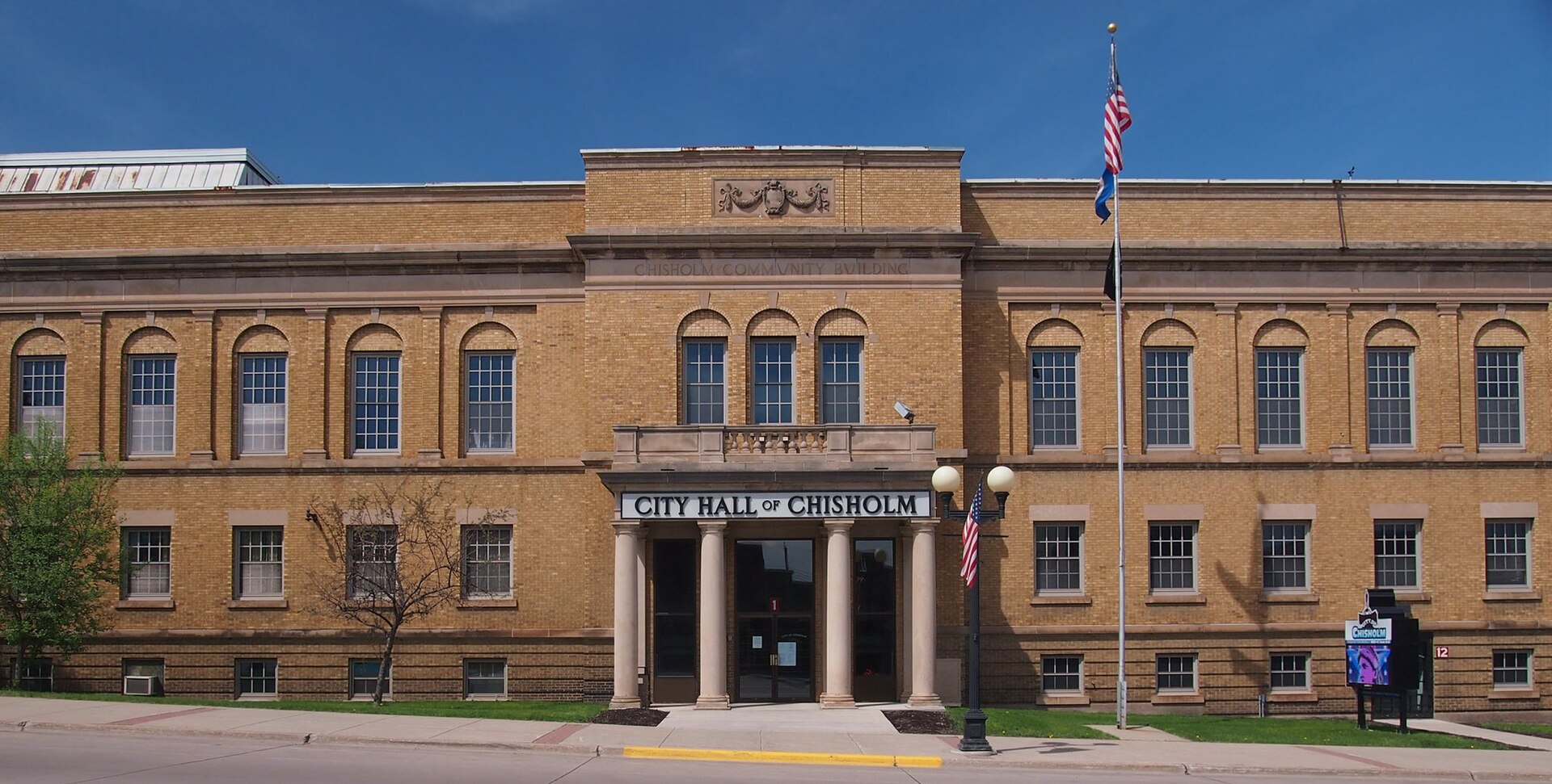 Chisholm City Hall (formerly the Chisholm Community Building), 316 W Lake St, Chisholm, Minnesota, USA.