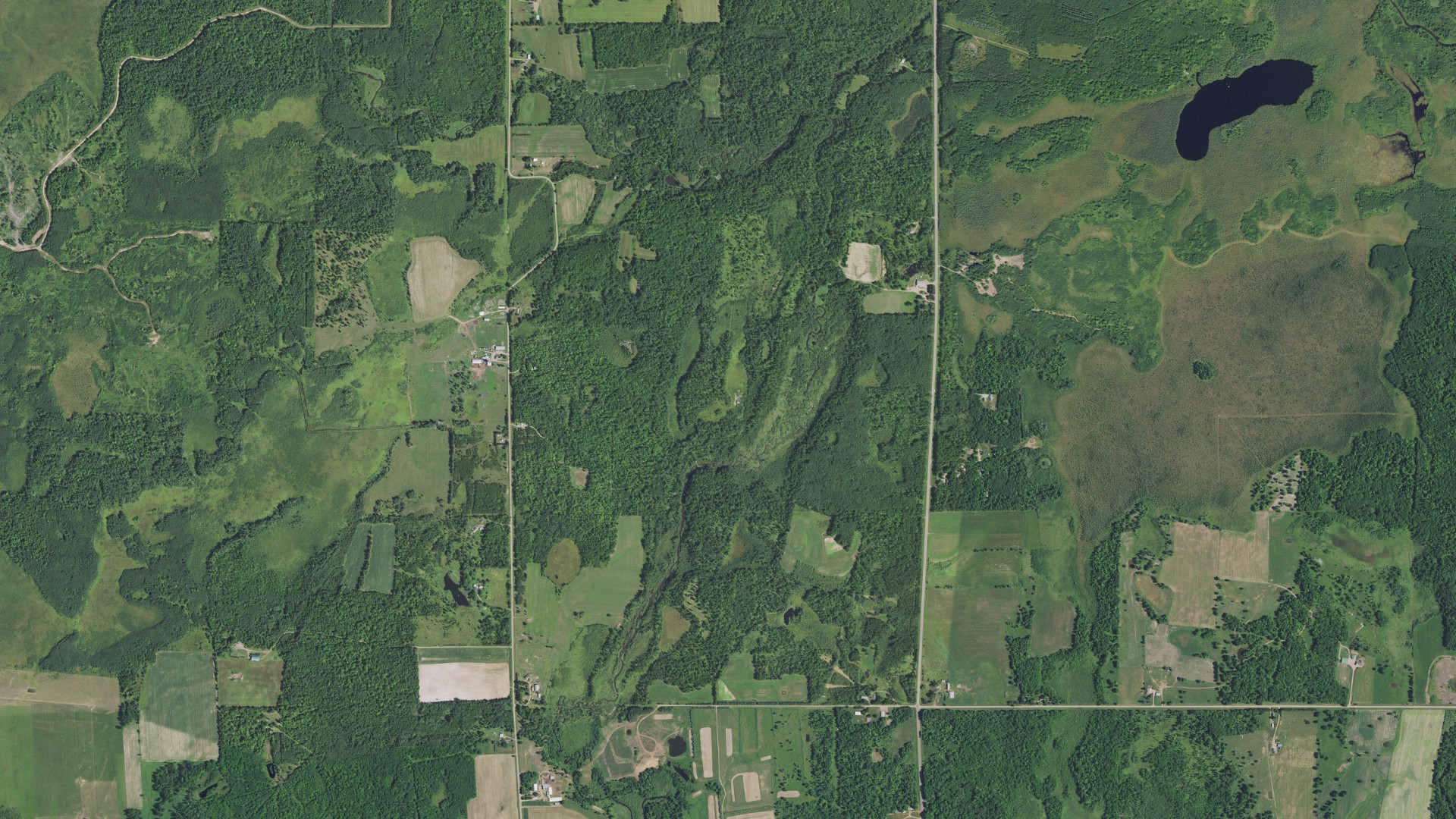 Aerial view of land around Arlone, Minnesota