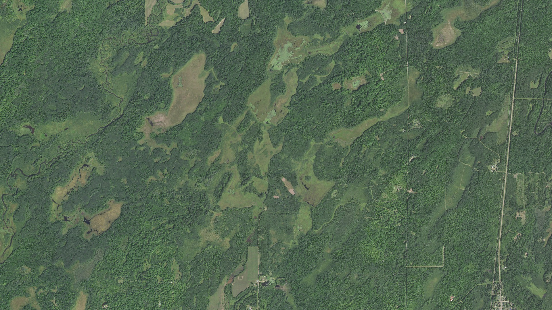 Aerial view of land around Arna, Minnesota