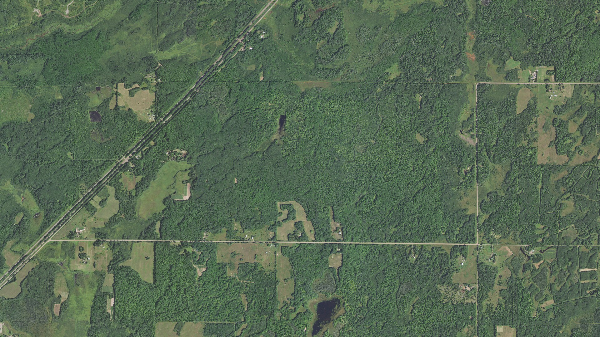 Aerial view of land around Bruno, Minnesota