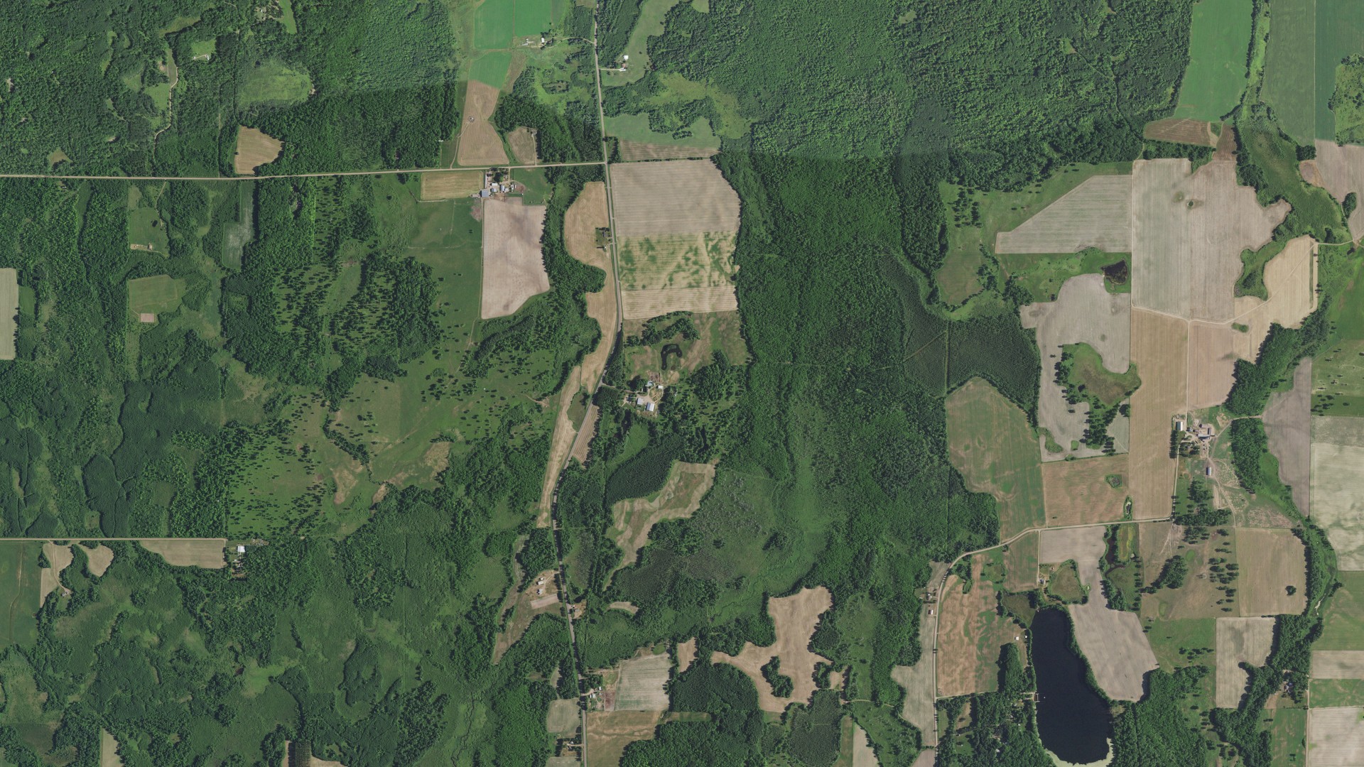 Aerial view of land around Clover, Minnesota