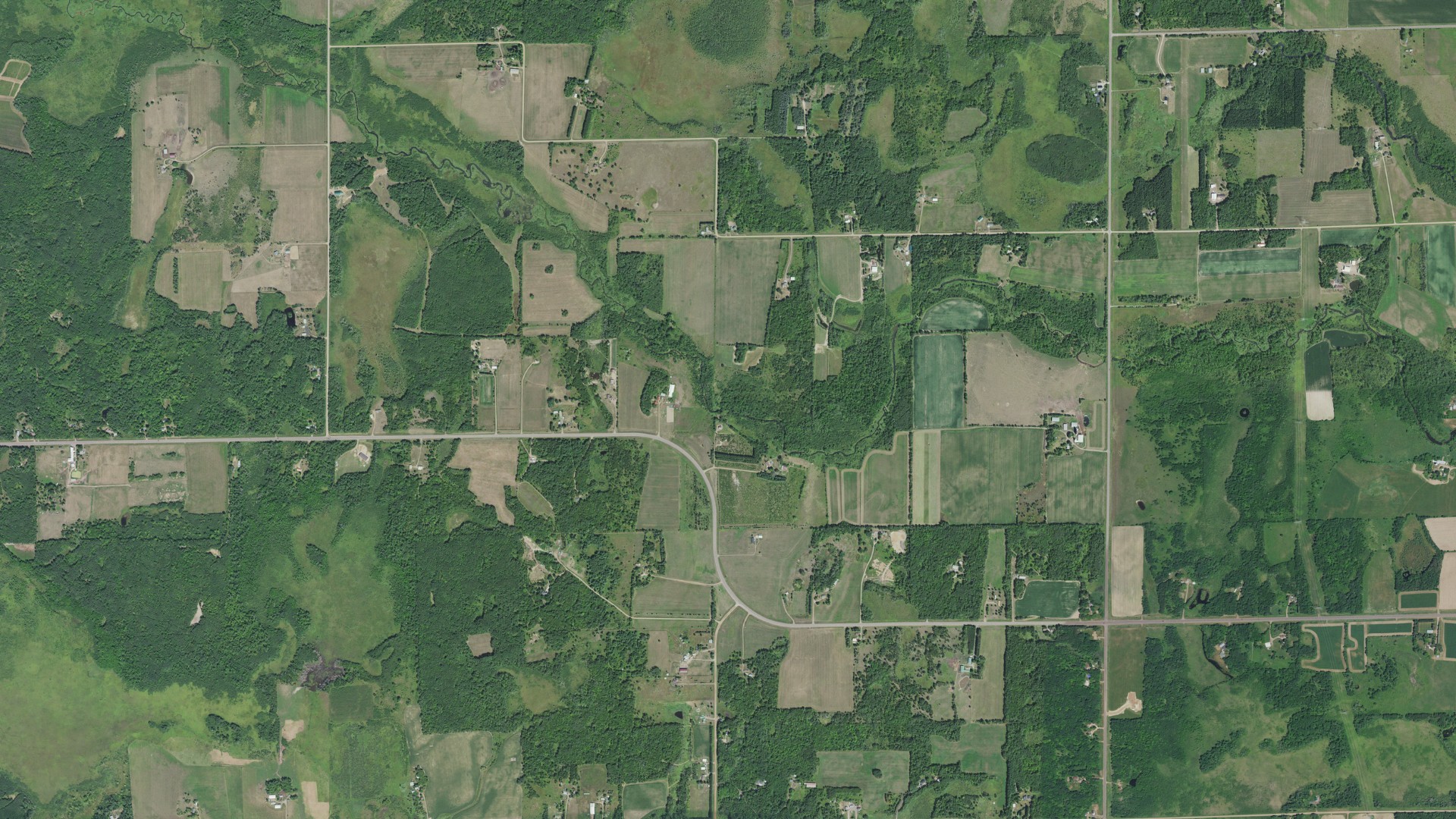 Aerial view of land around Hinckley, Minnesota