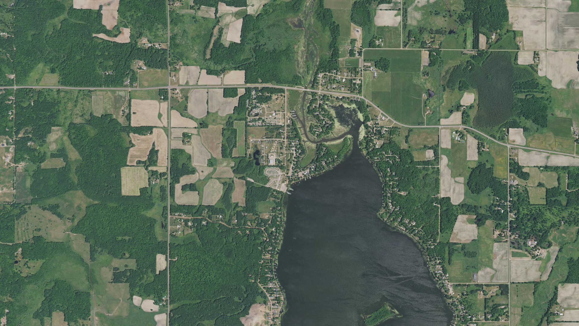 Aerial view of land around Pokegama, Minnesota