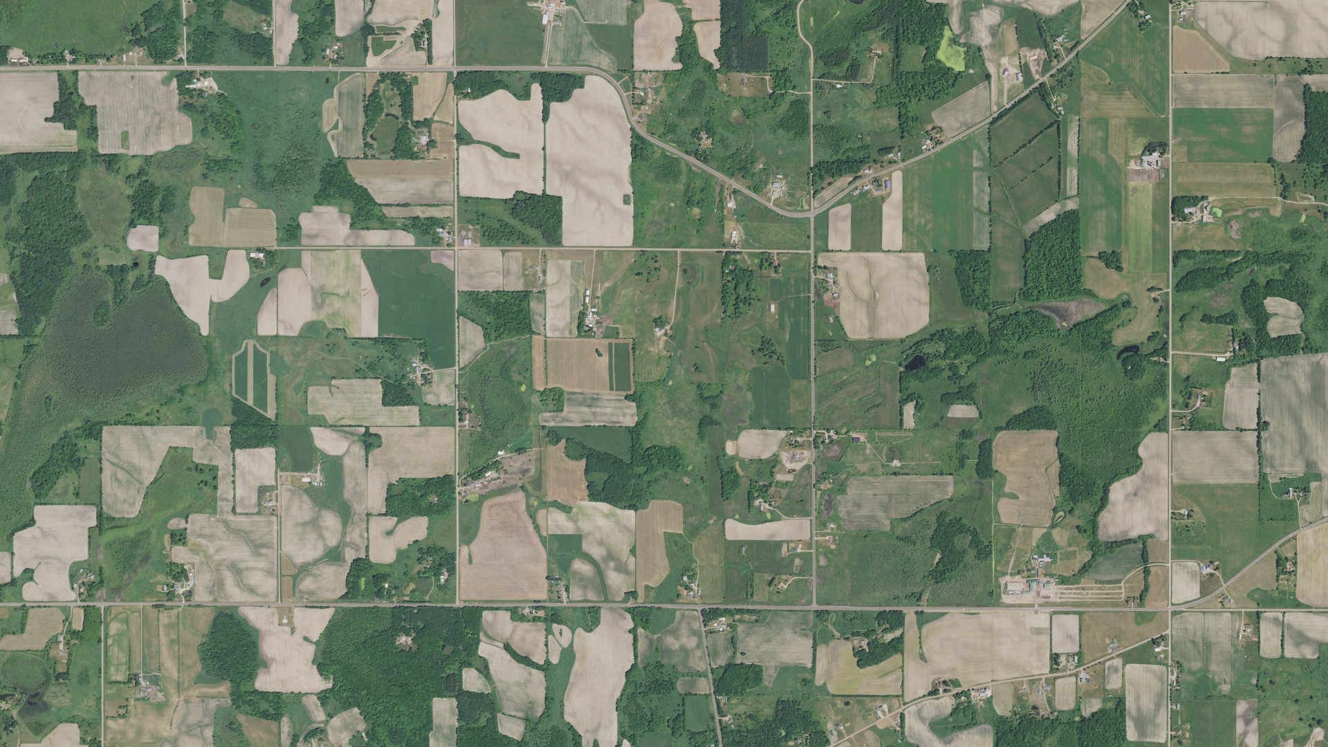 Aerial view of land around Royalton, Minnesota