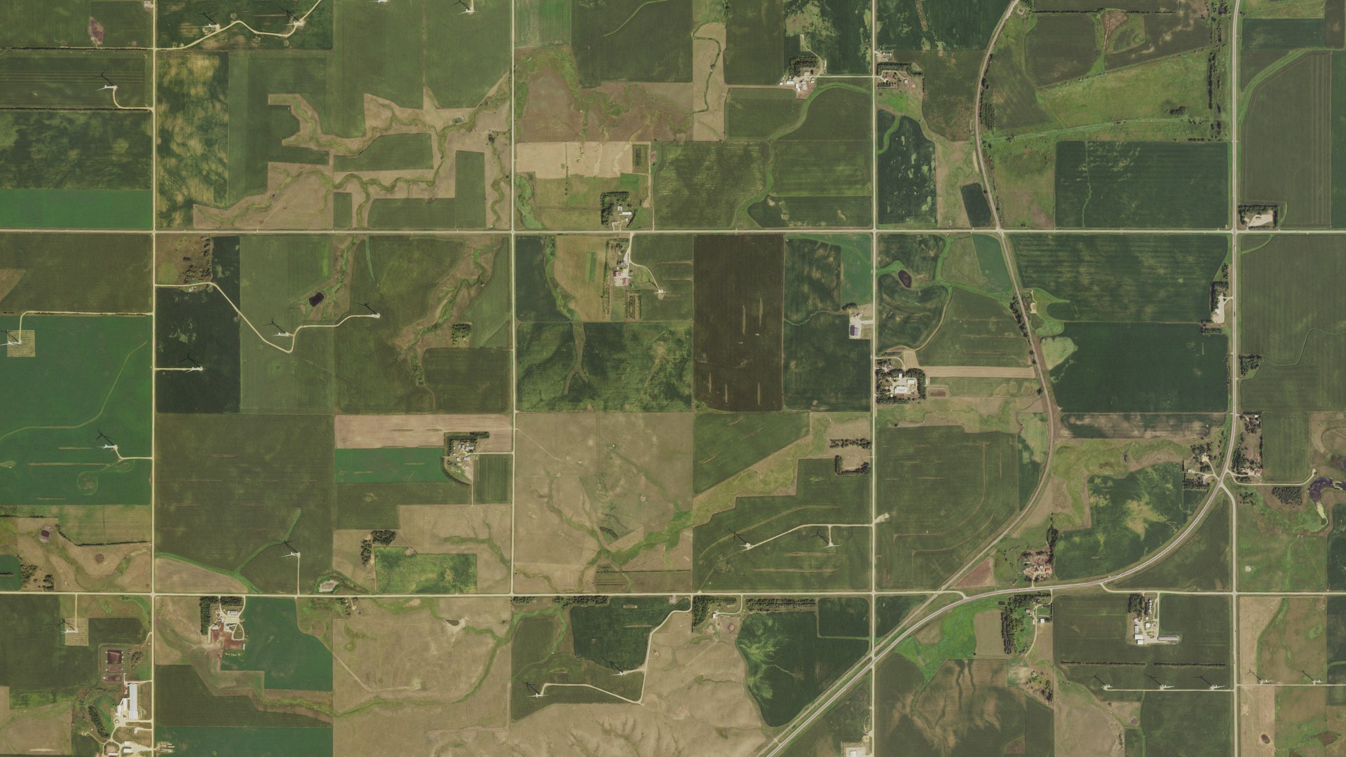 Aerial view of land around Aetna, Minnesota