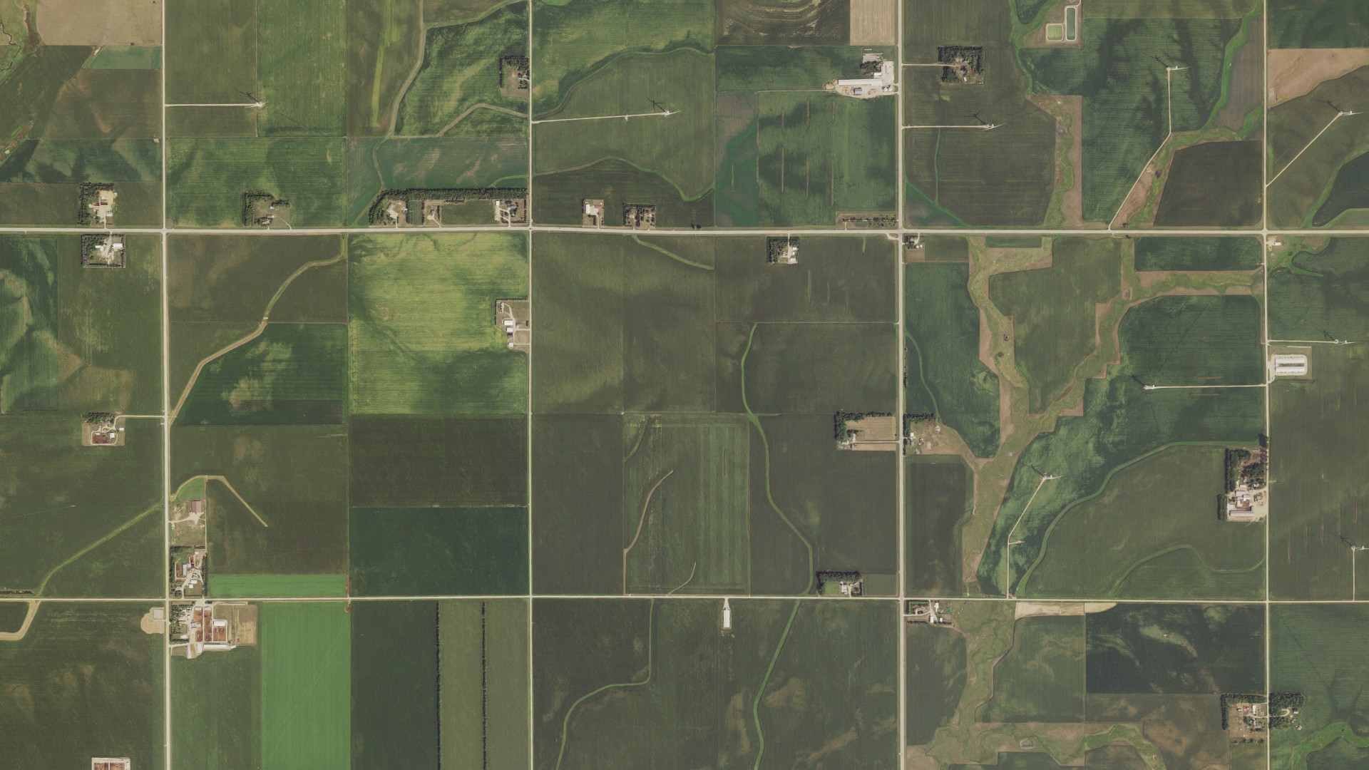 Natural-color aerial photograph of land around Burke, Minnesota