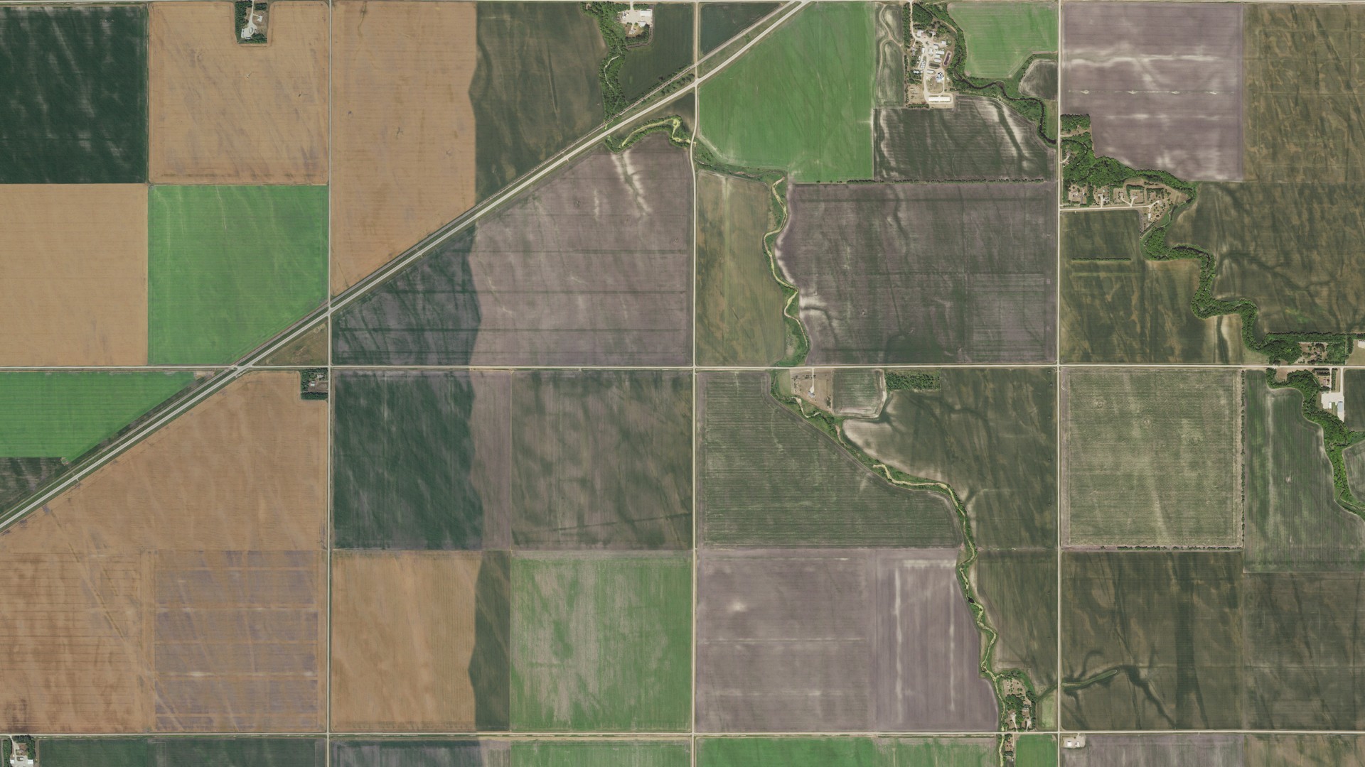 Natural-color aerial photograph of land around Andover, Minnesota