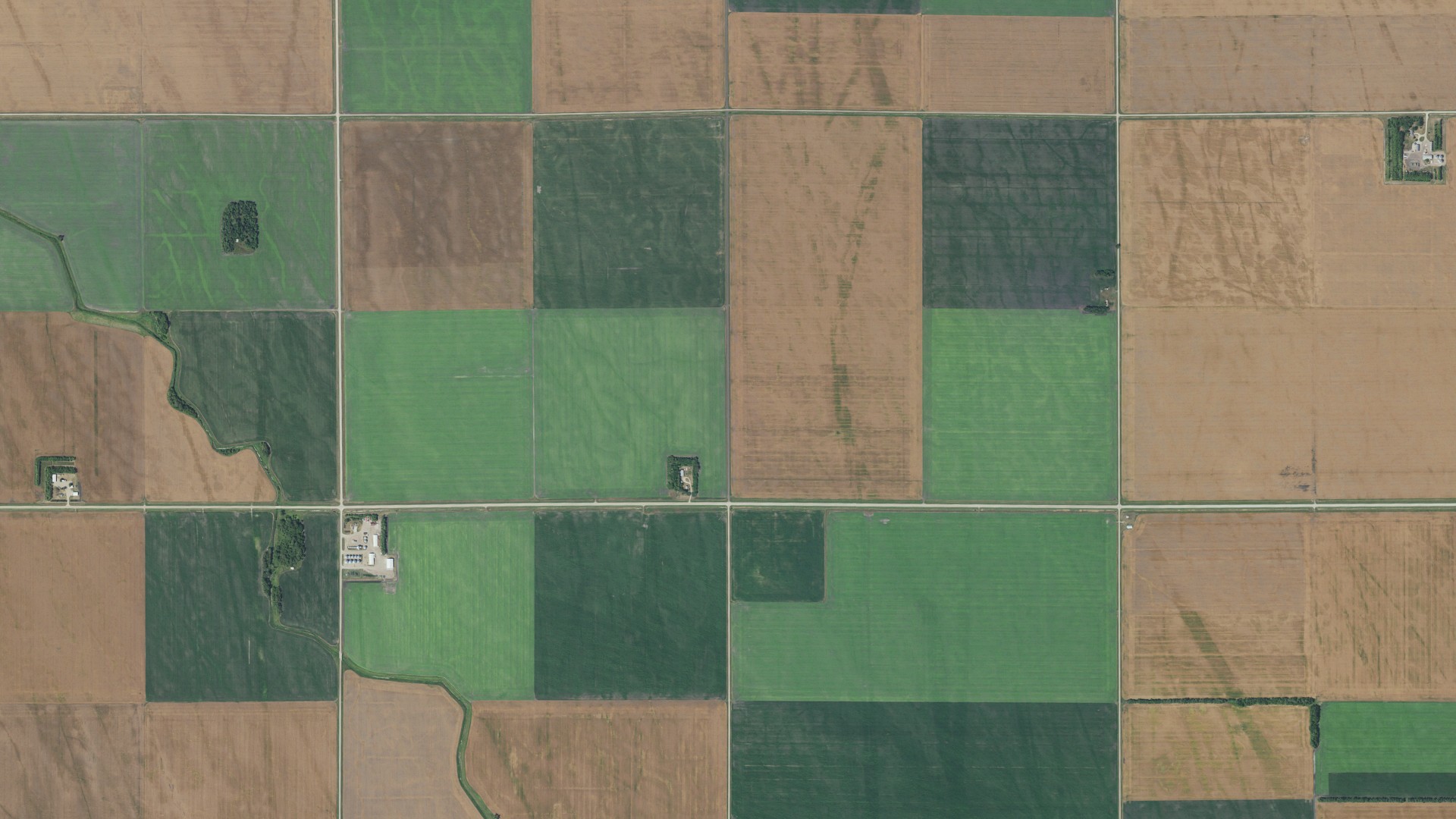 Aerial view of land around Farley, Minnesota