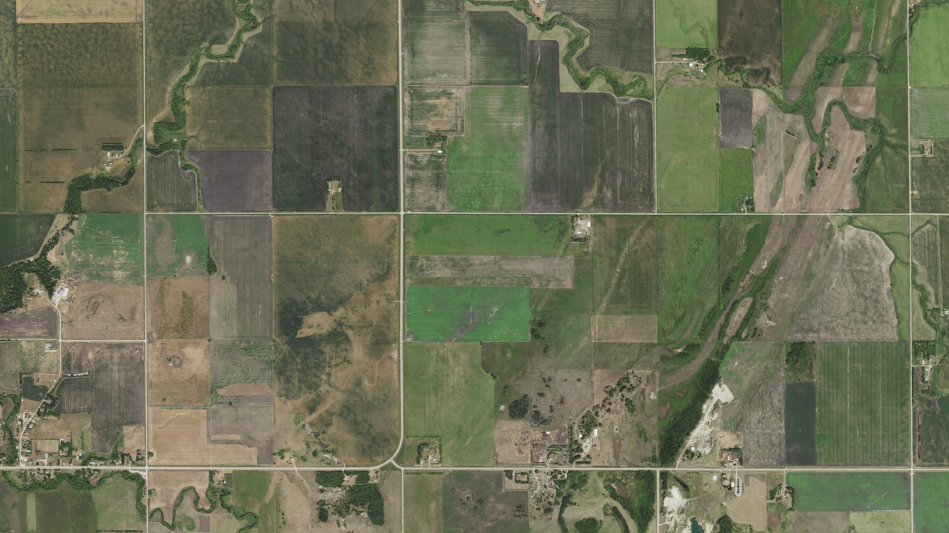 Aerial view of land around Gentilly, Minnesota