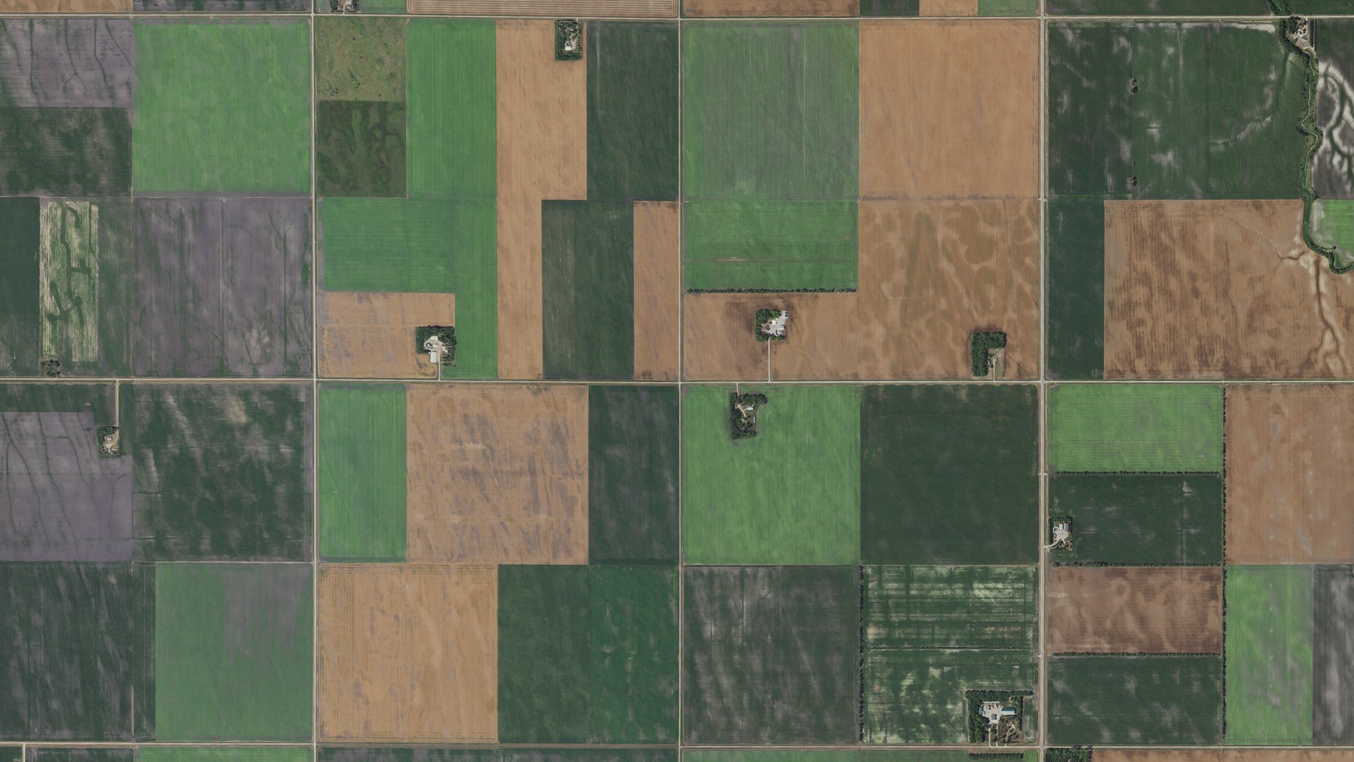 Aerial view of land around Roome, Minnesota