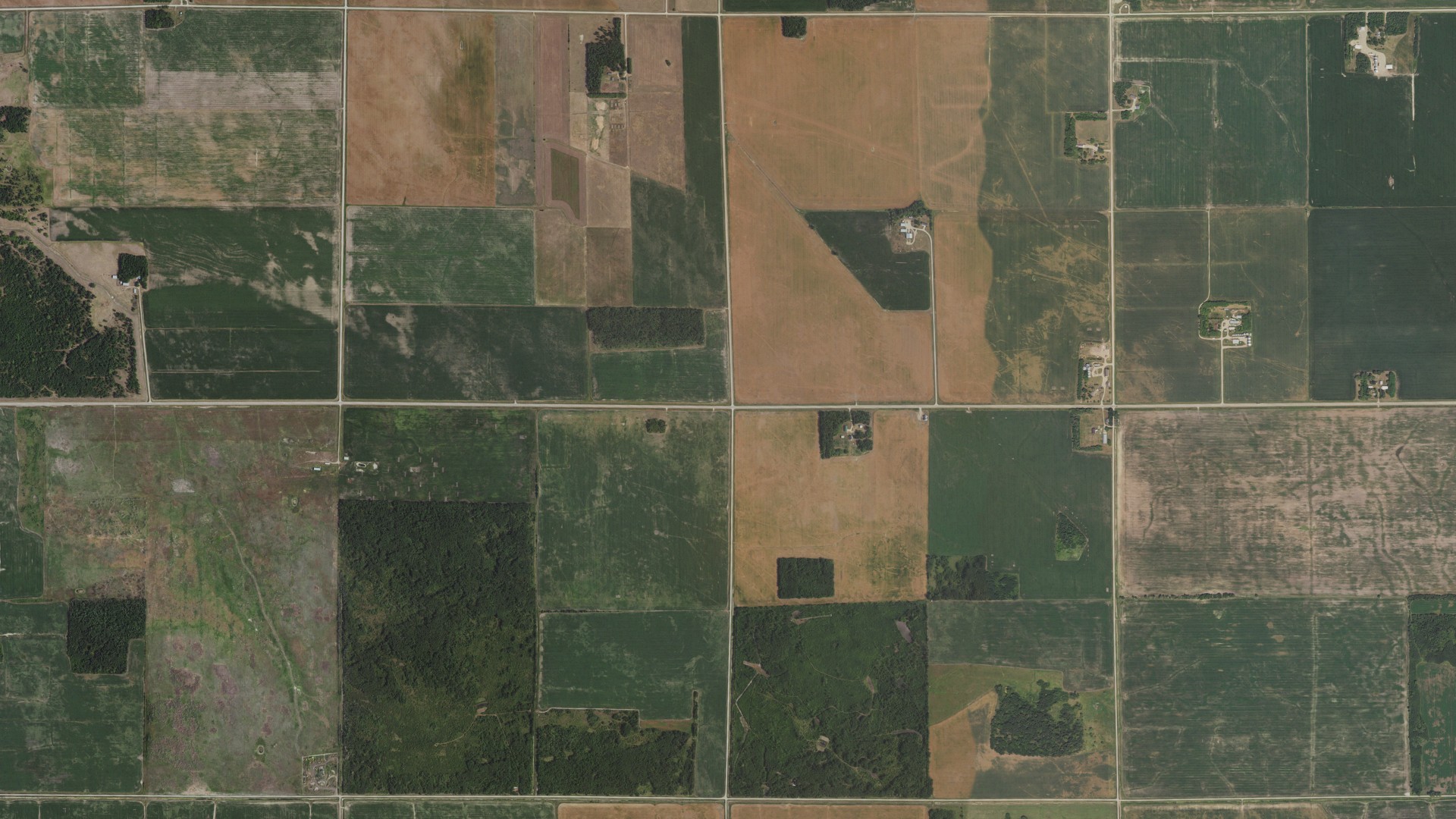 Aerial view of land around Garnes, Minnesota