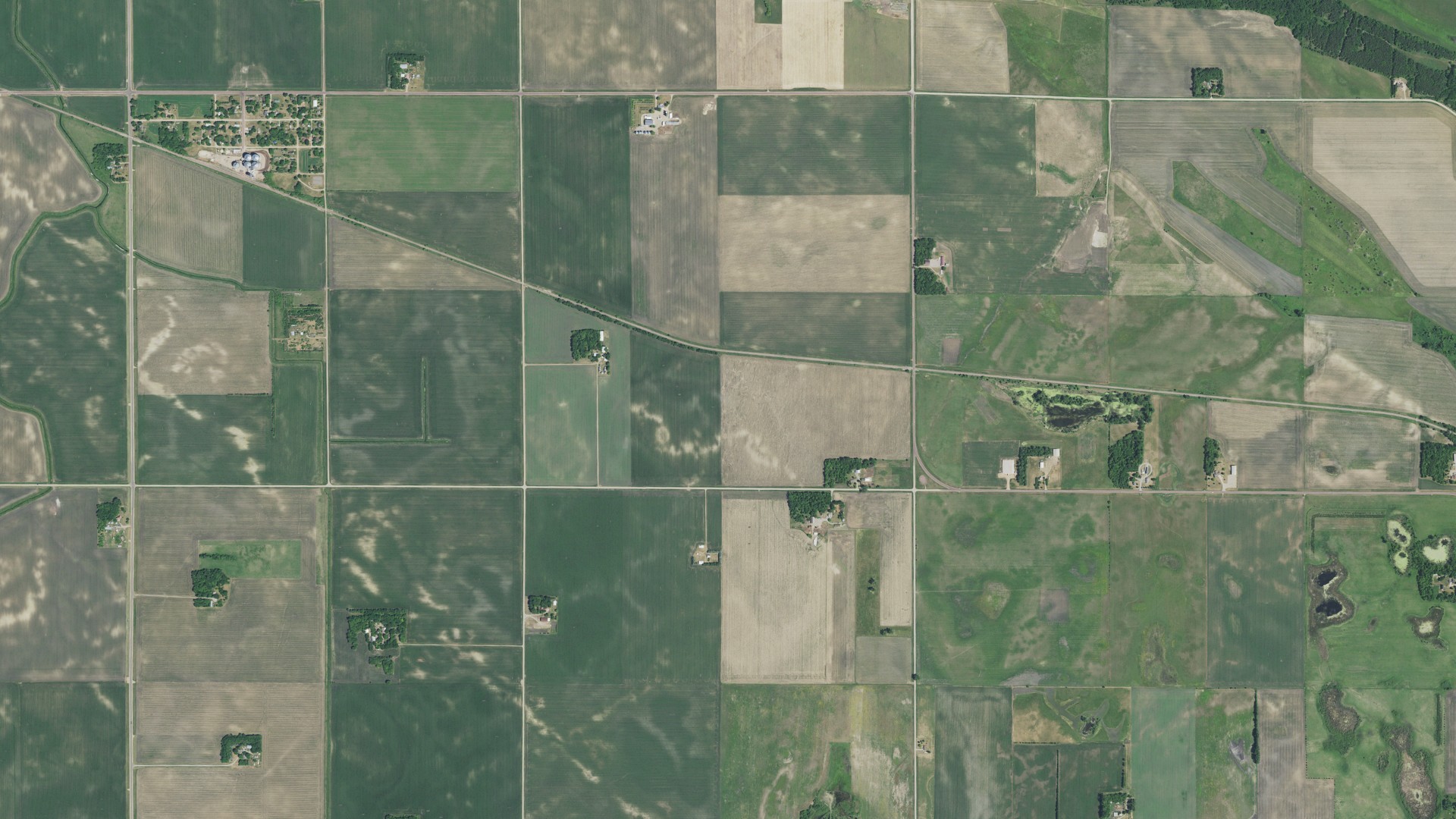 Aerial view of land around Delhi, Minnesota