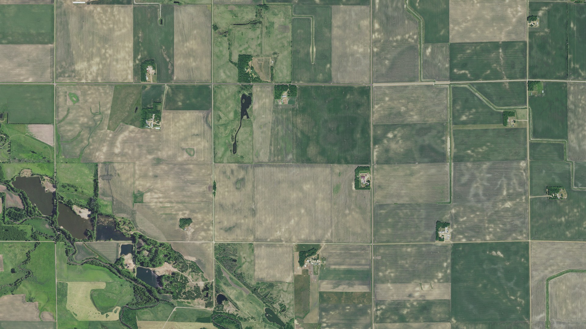 Aerial view of land around Johnsonville, Minnesota
