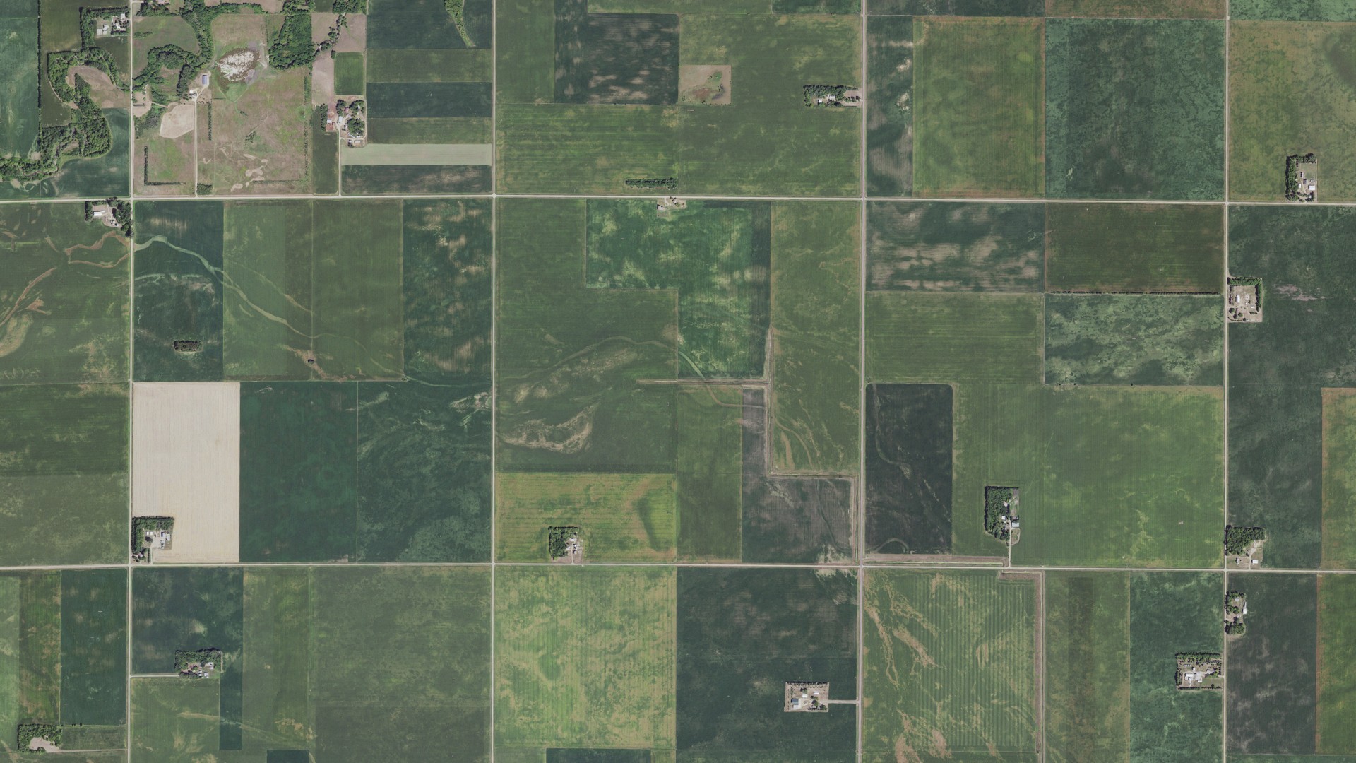Aerial view of land around North Hero, Minnesota