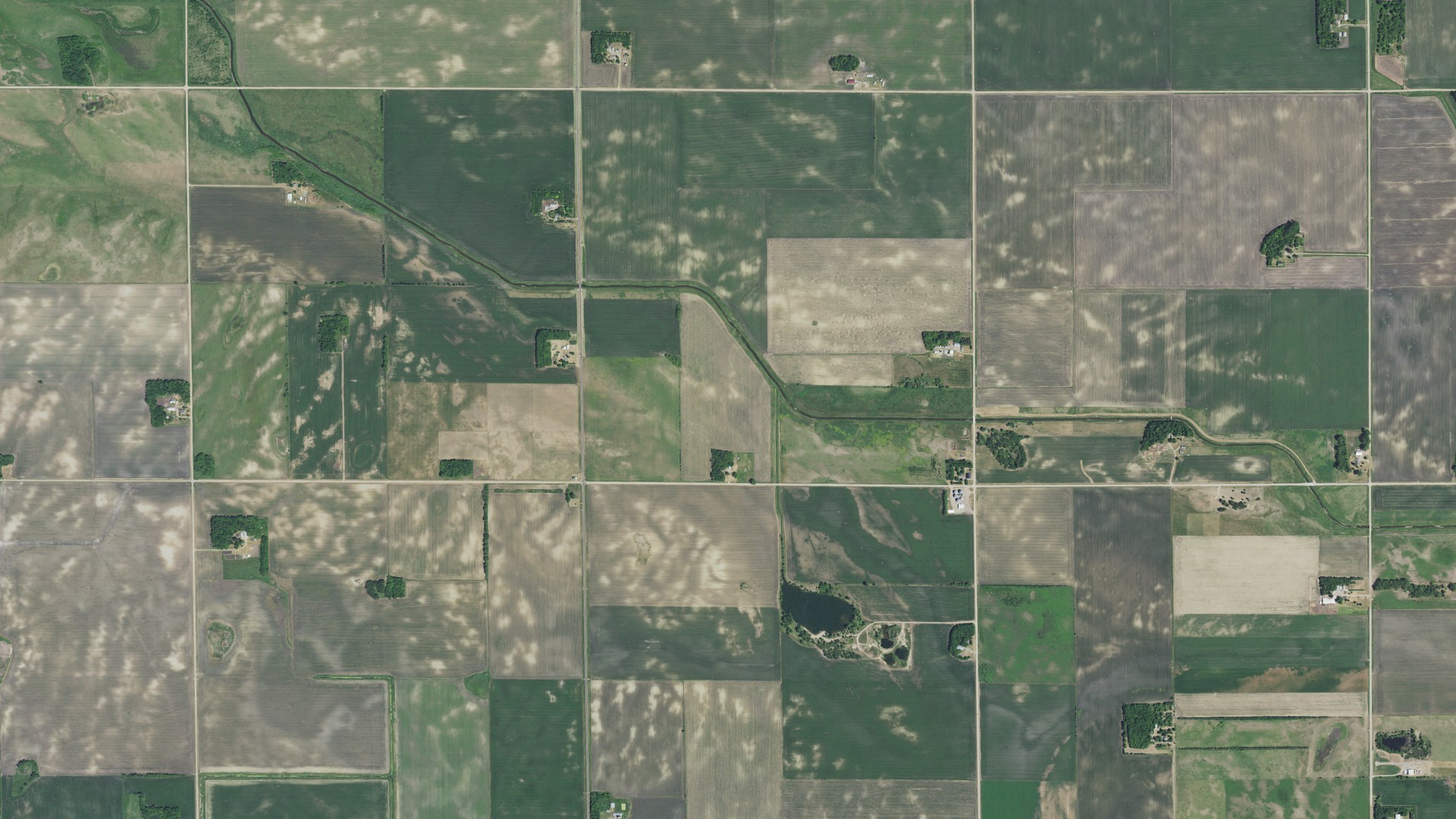 Aerial view of land around Ericson, Minnesota
