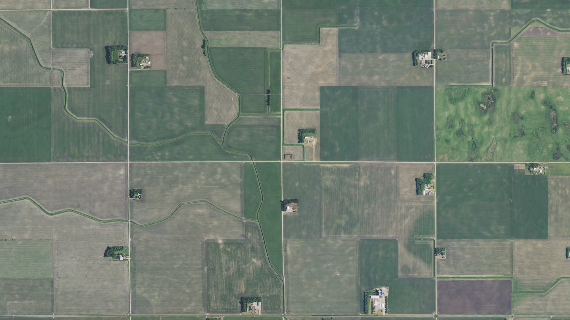 Aerial view of land around Osceola, Minnesota