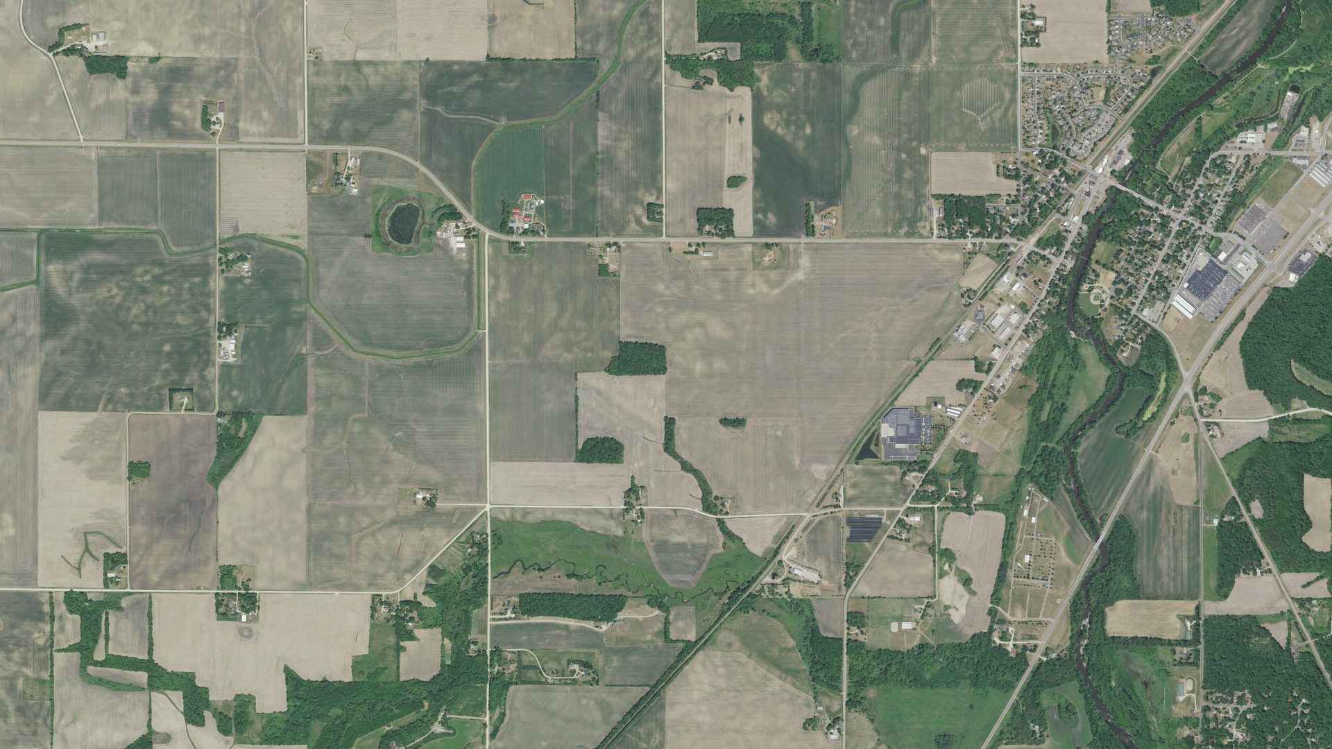Aerial view of land around Bridgewater, Minnesota