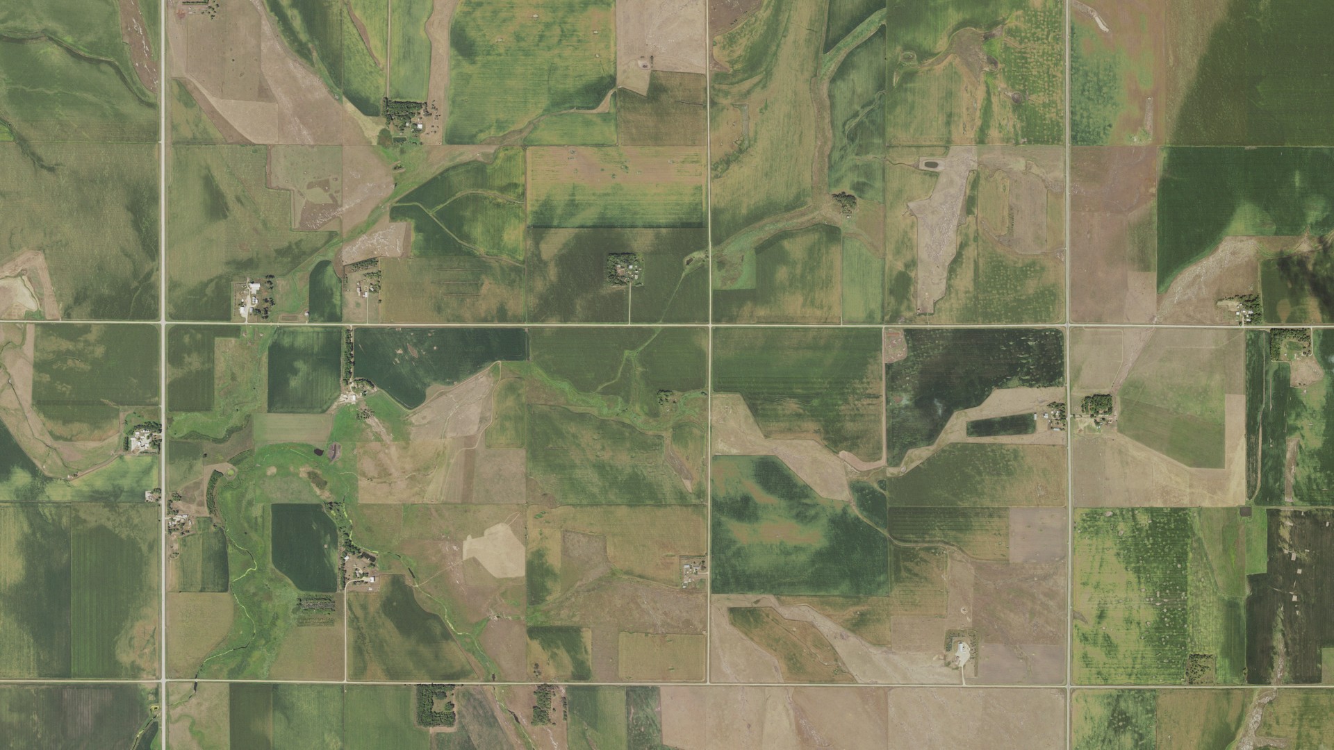 Aerial view of land around Rose Dell, Minnesota