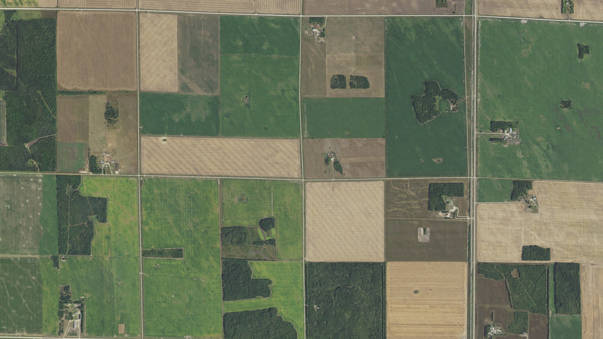 Aerial view of land around Deer, Minnesota