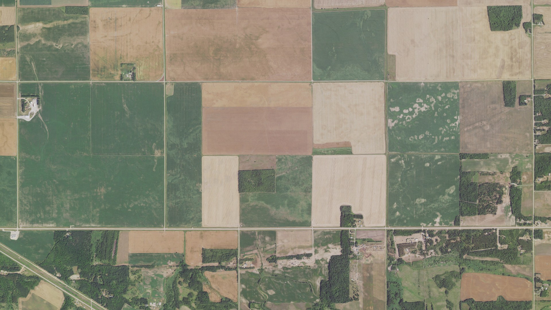 Aerial view of land around Laona, Minnesota